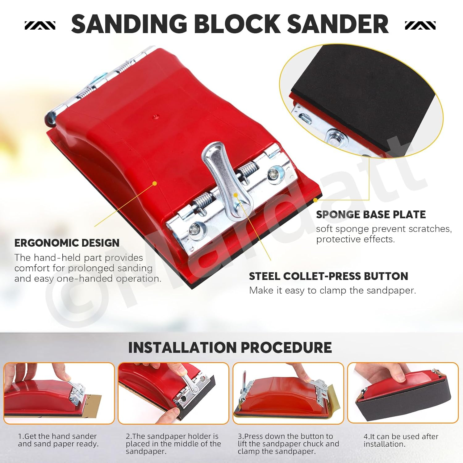 Mardatt 45Pcs Sandpaper, Sanding Block Sander & Paint Brush Set, 120 to 3000 Grit Assorted Wet & Dry Sandpaper, Hand Sander and Wall Paint Brushes, 9X3.6 Inch Sanding Sheets for Automotive Sanding image number 3