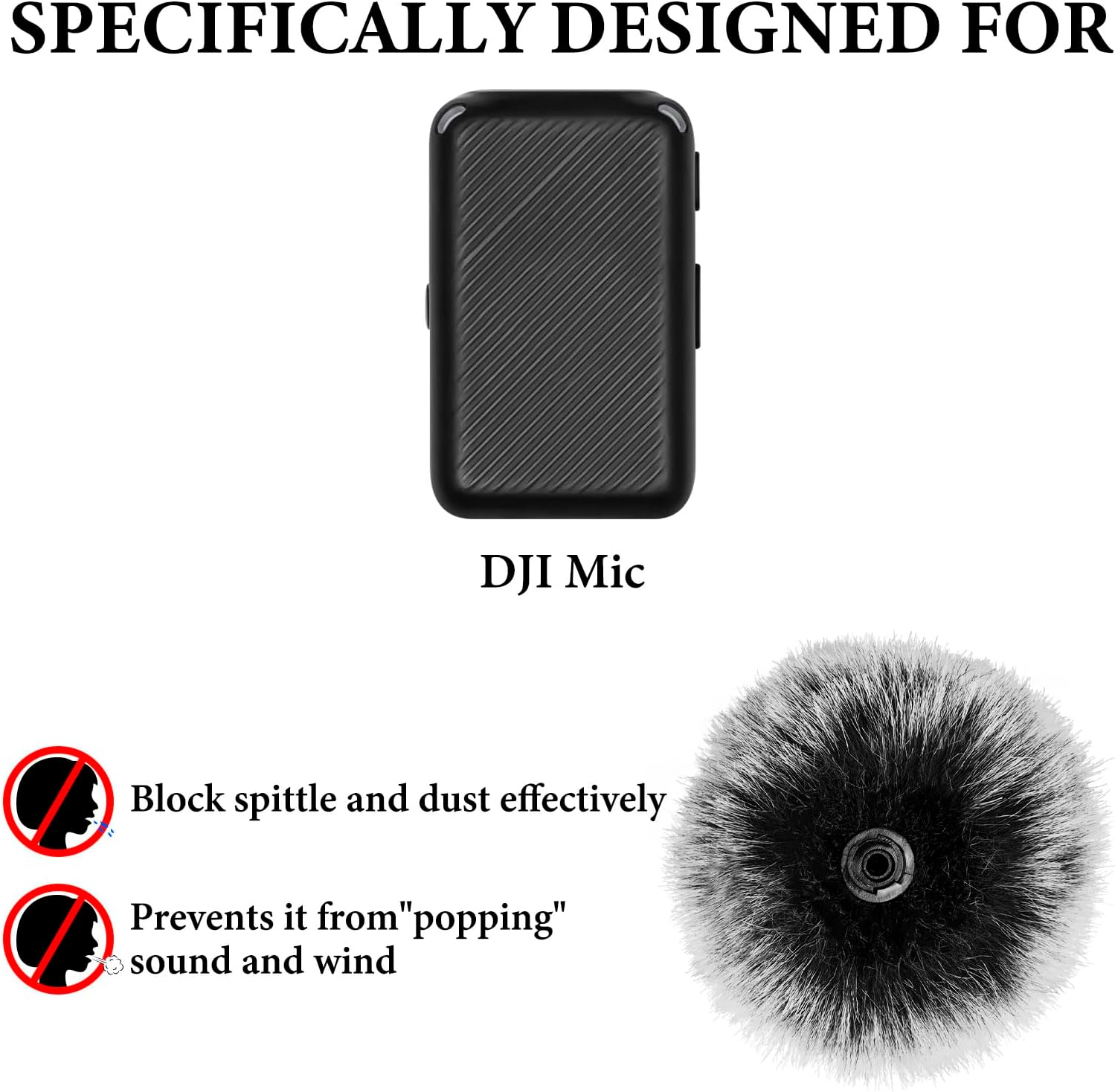 Geekria for Creators Furry Windscreen Compatible with DJI Mic, Mic Deadcat Wind Cover Muff, Fluff Cover Windshield, Wind Noise Reduction (Grey / 2 Pack) image number 4