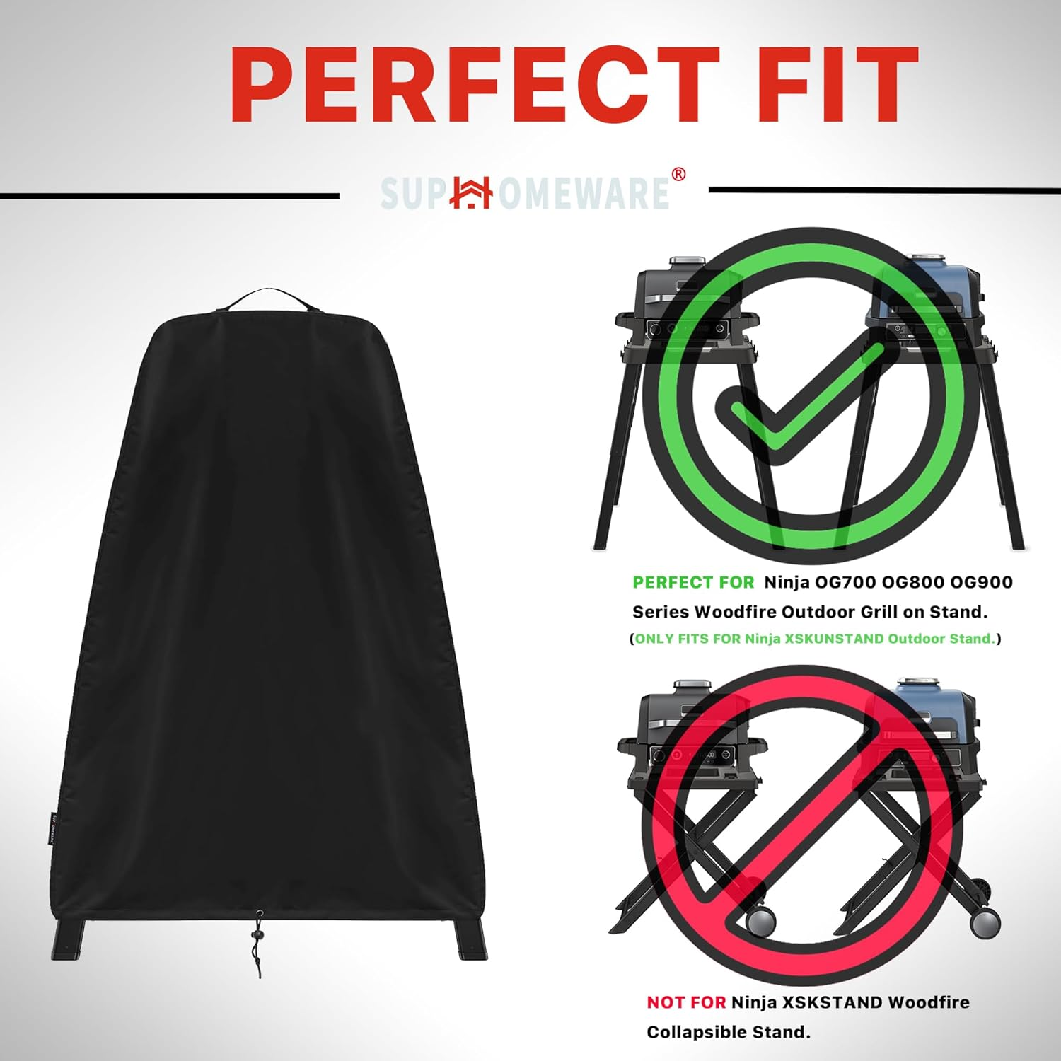 Grill Cover for Ninja Premium XL Grill Stand, Heavy Duty BBQ Grill Accessories for Ninja Stand OG800 OG900 and OG951 Series Woodfire Pro Outdoor Grill. image number 5