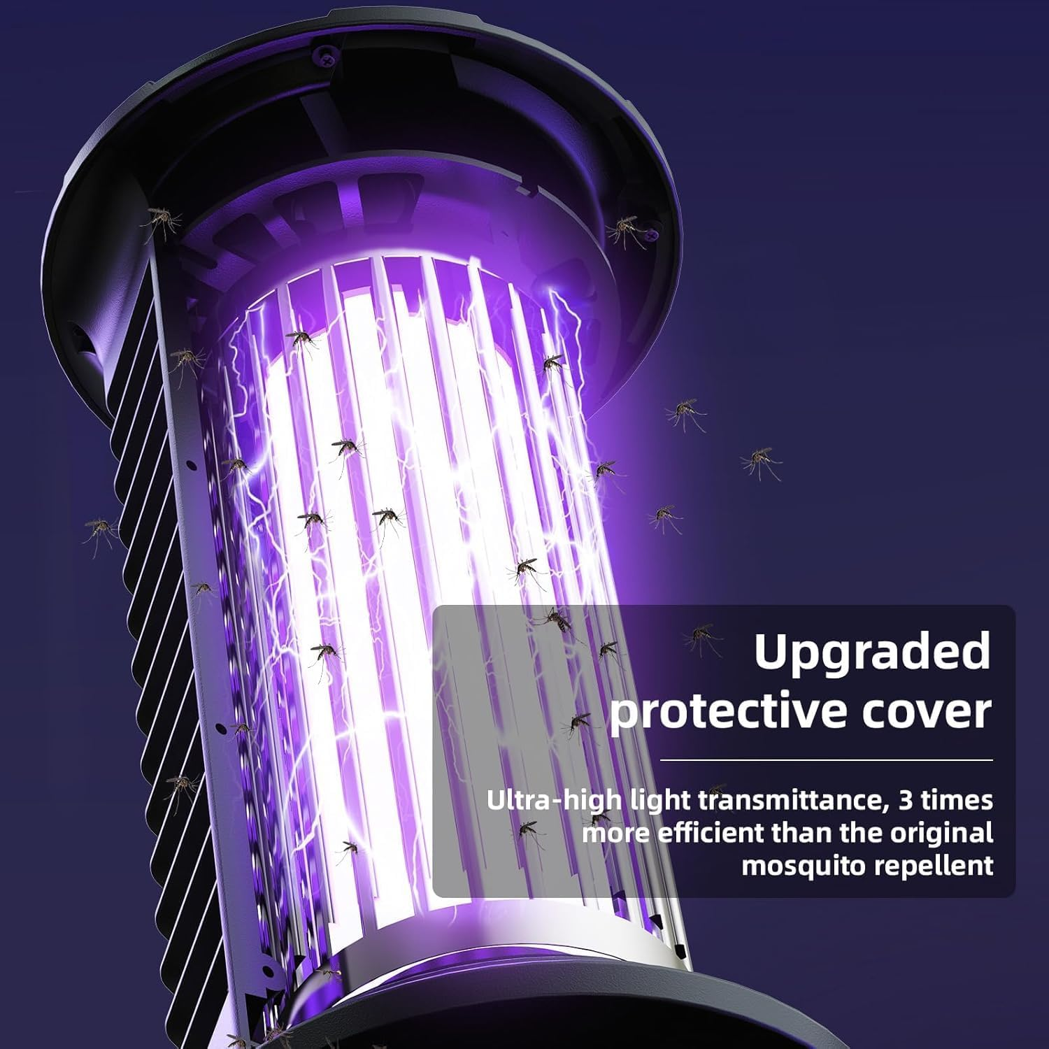 Bug Zapper Outdoor,Fly Traps for Indoors,4200V High Powered Mosquito Repellent Outdoor Patio, with Switch 15W Light Mosquito Zapper for Indoor, Kitchen, Patio, Backyard and More (Black) image number 1