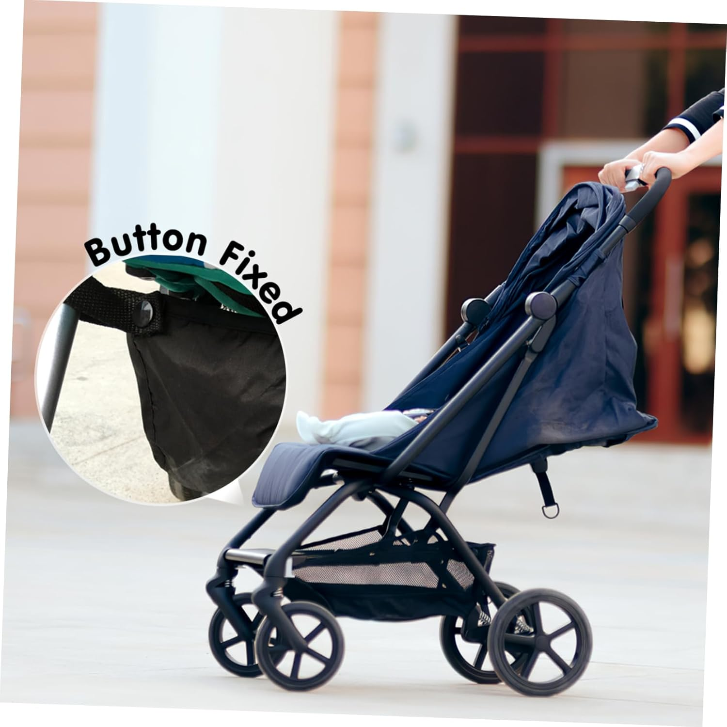 DOITOOL Baby Stroller Storage Basket, Black Oxford Cloth Pram Organiser Net Bag, Under-Basket for Travel and Shopping image number 2