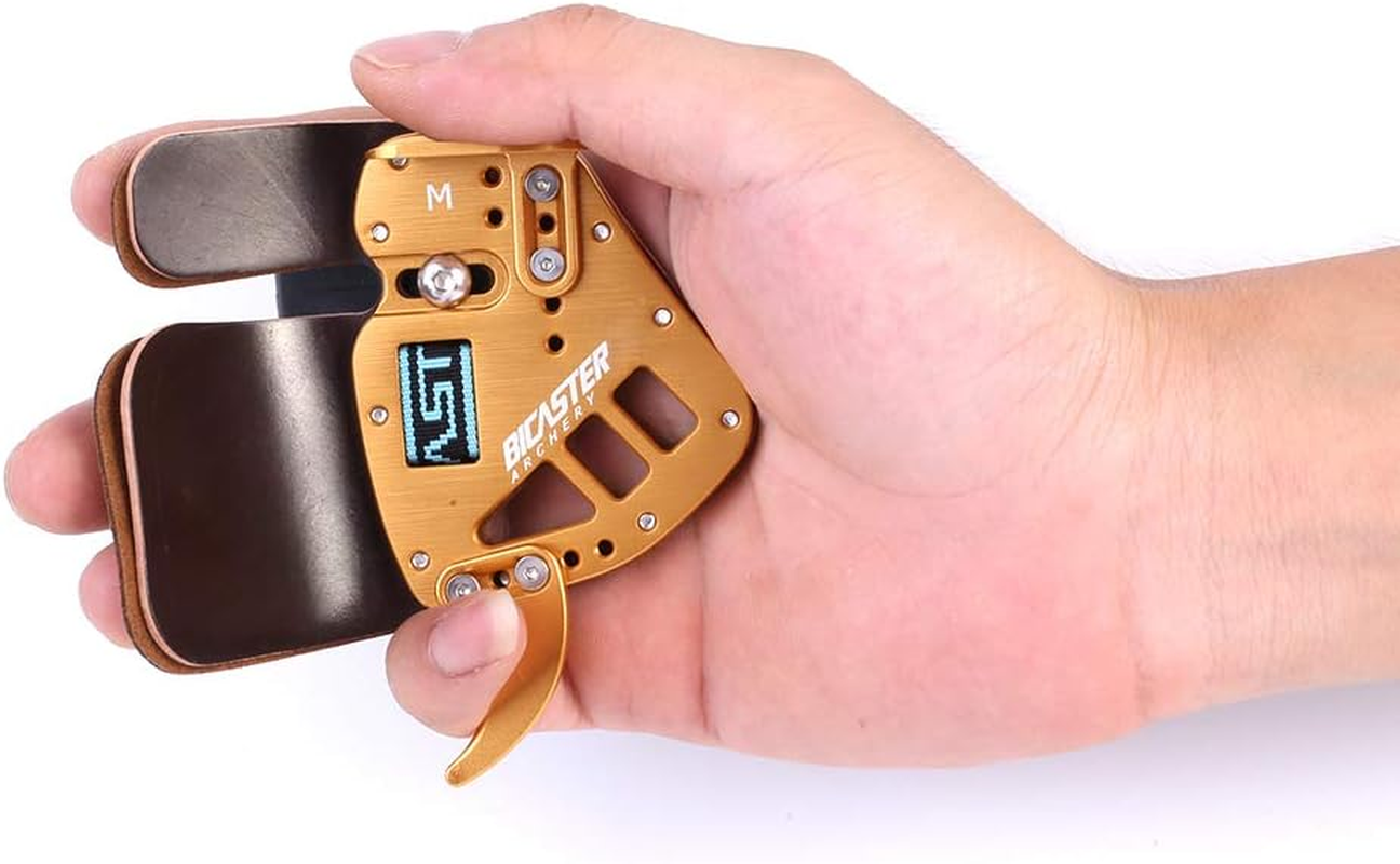 Bicaster Archery Finger Tab Guard Protection Genuine Leather + Aluminum Right Hand for Traditional Bow Hunting Shooting image number 4