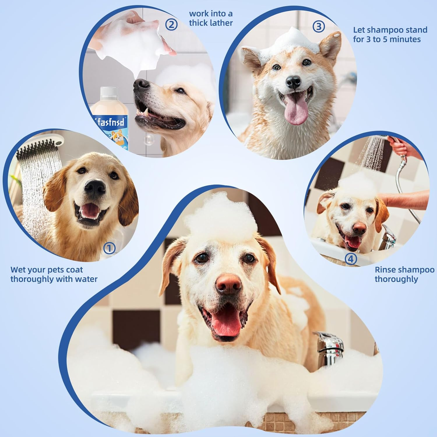 Pet Shampoo and Conditioner,Shampoo for Cats and Dogs,Gentle Cleansing,Natural Formulas,Best for Dry and Tangled Hair,Itch Relief,Deodorizing, Dry and Sensitive Skin - Dogs & Cats Pet Wash（16.9Fl Oz） image number 4