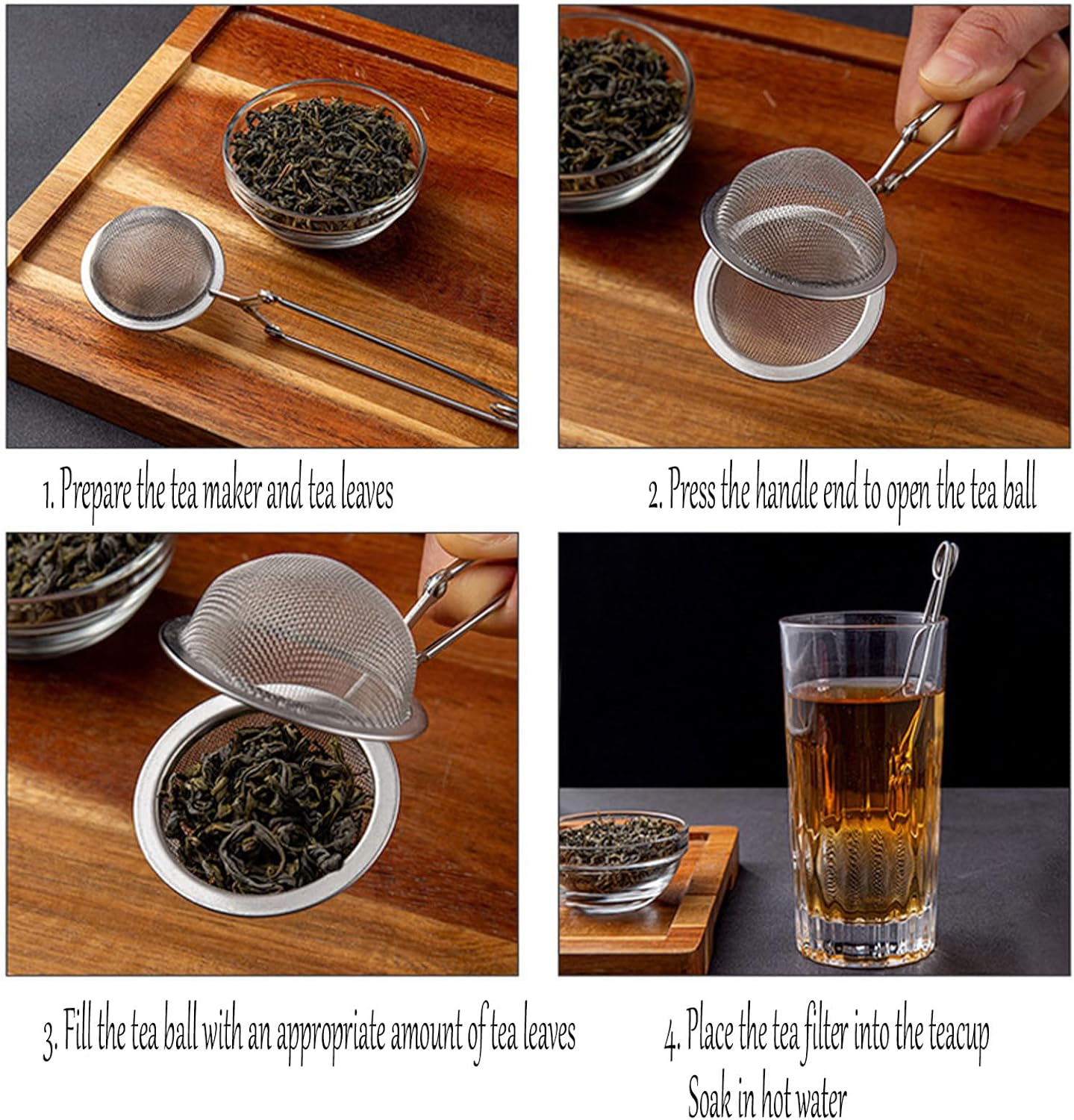 4PCS Snap Ball Tea Strainer,Stainless Steel Spoon Tea Ball Infuser Filter