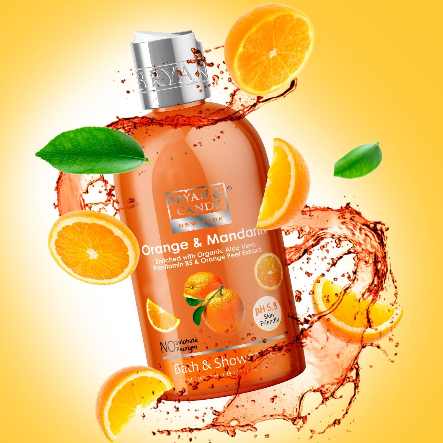 Bryan & Candy New York Orange and Mandarin Shower Gel (300Ml) with Aloe Vera. Gentle, Moisturizing Body Wash for Soft, Supple Skin image number 6