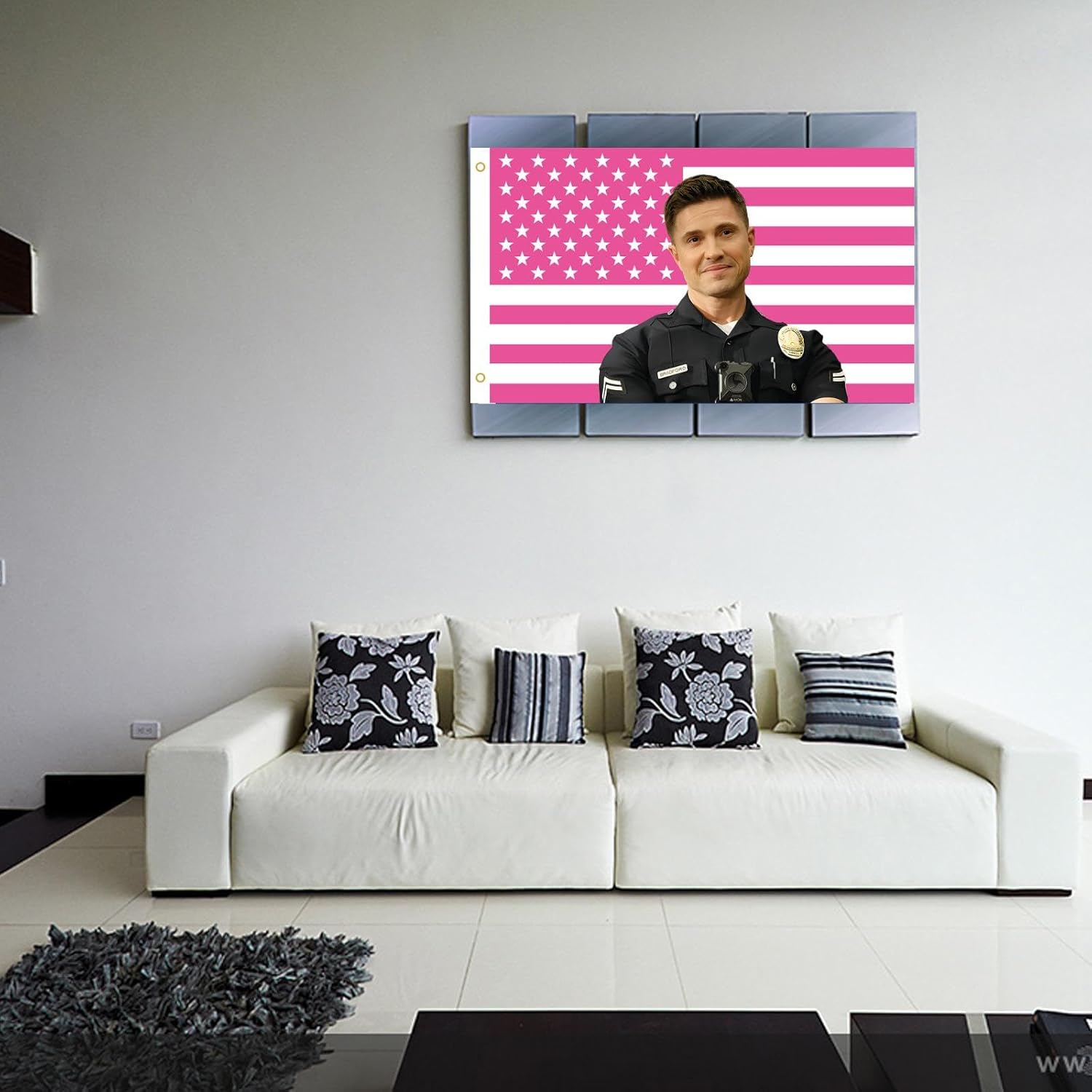 MAGJIUKE Tim Bradford American the Rookie Flag Wall Tapestry,Pink Eric Winter Wall Hanging Decor for Bedroom,3X5 Ft image number 6