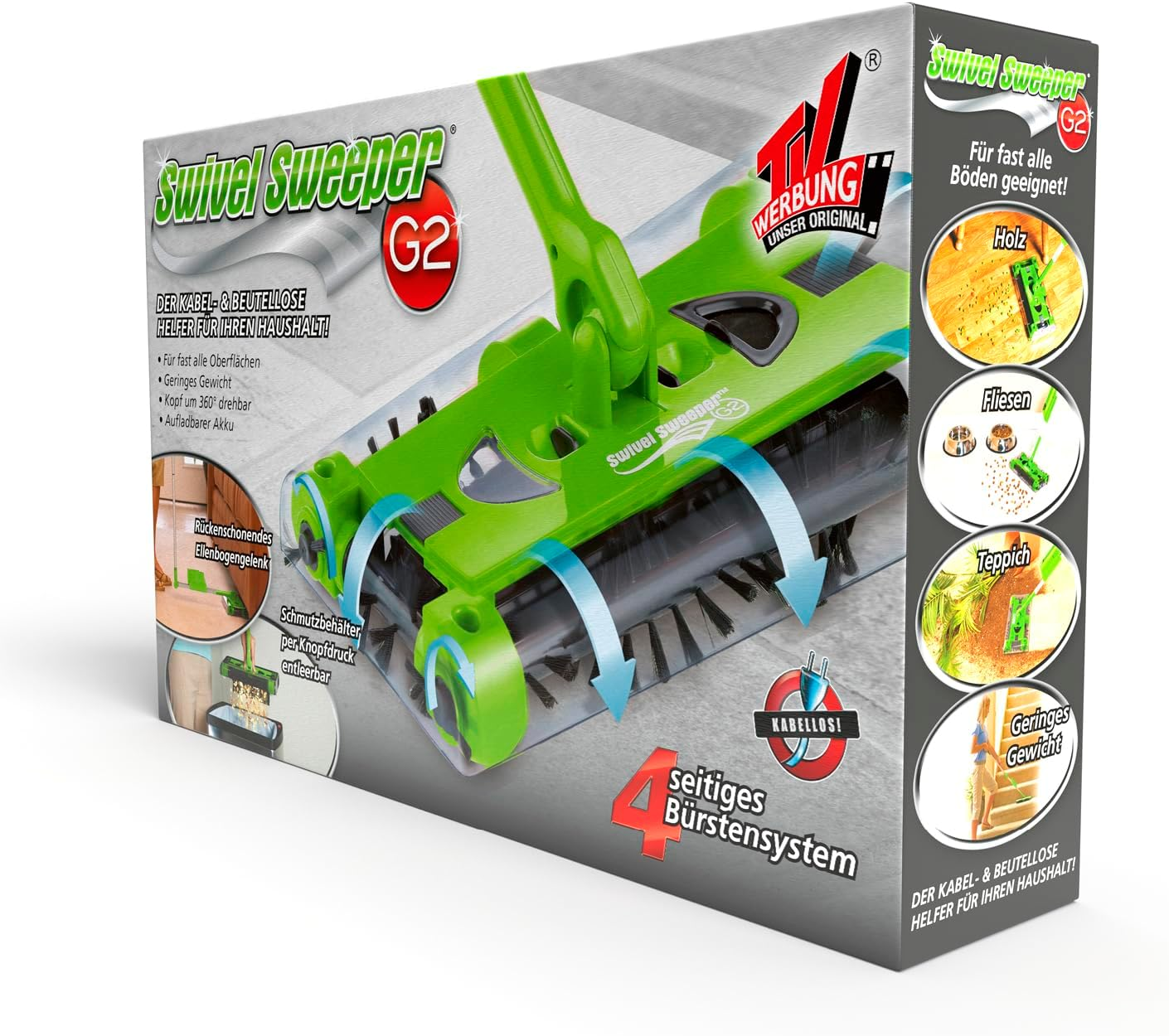 Swivel Sweeper Cordless Broom - Easy Crumb Pickup - Wireless, Bagless & Rechargeable - Floor Brush with Back-Friendly Articulated Joint and 360&deg; Rotation - Maximum Flexibility - Effortless Cleaning - Lime Green image number 4