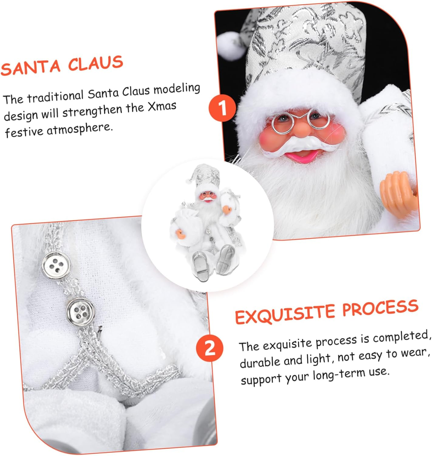 Amosfun Santa Claus Ornaments Christmas Home Decor Resin Ornament for Xmas Decorations Christmas Decorations Table Chic Festival Desk Adornment image number 2