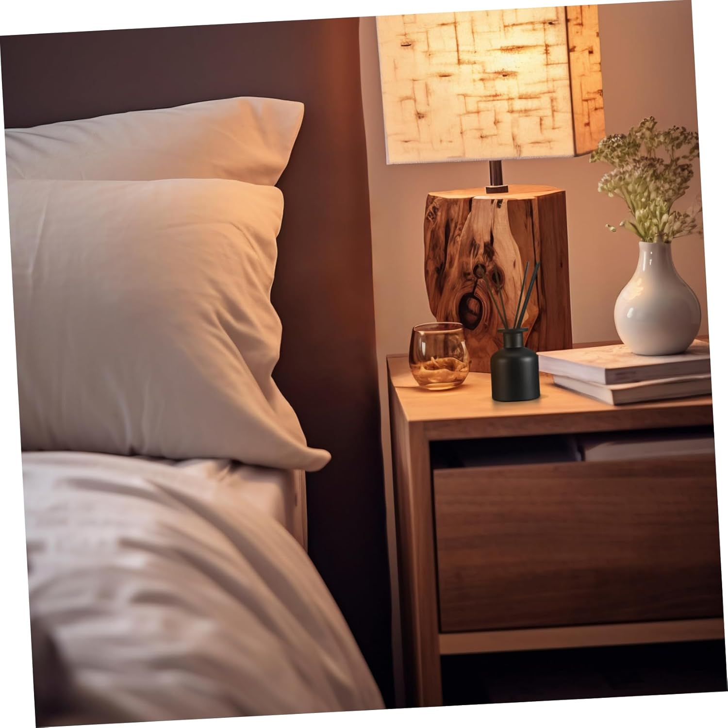 2Pcs Refillable Fragrance Bottles round Glass Jars 150Ml Empty Diffuser Bottle Set Glass Cylindrical Aroma Diffuser Vase for Home Decoration and Relaxation image number 6