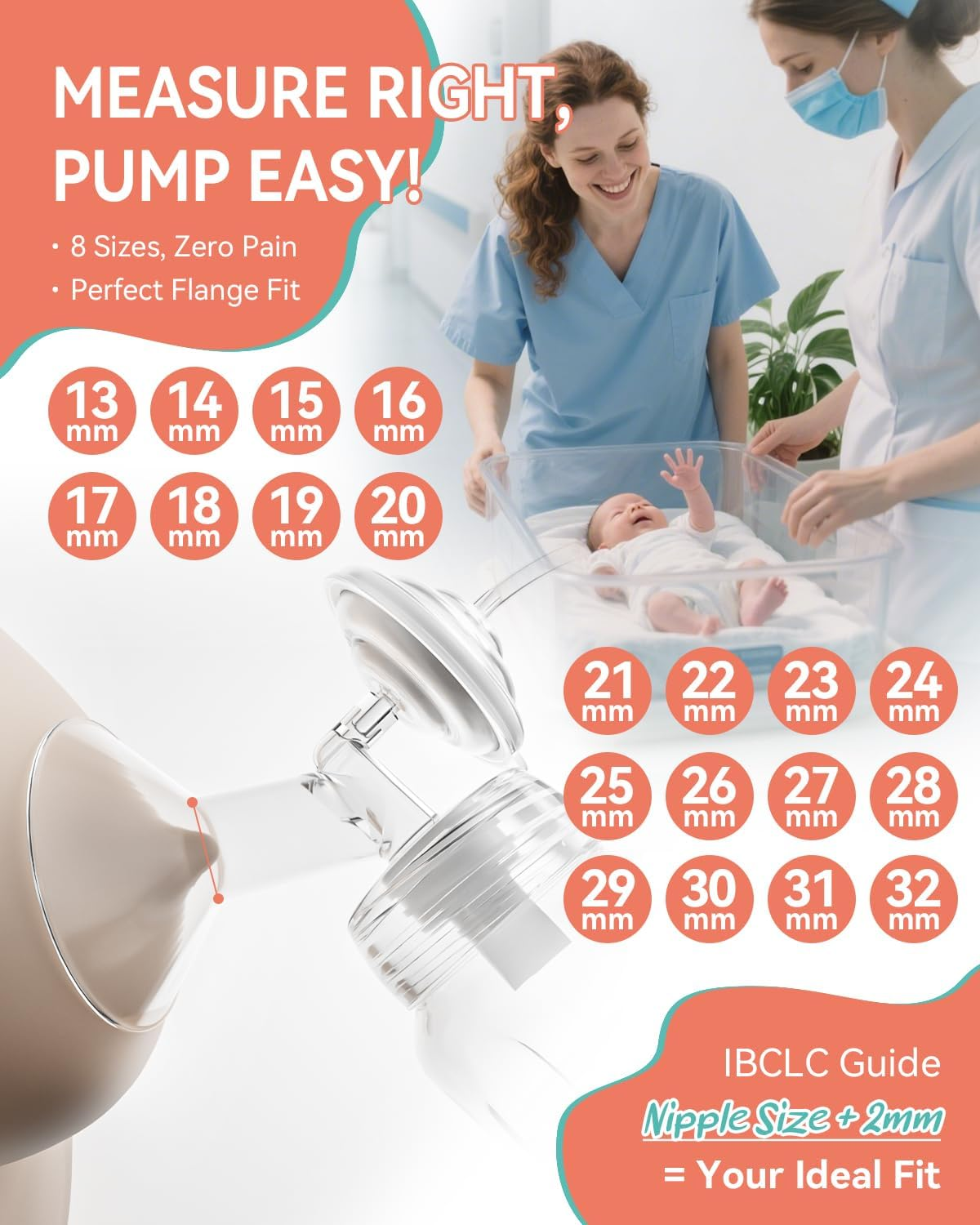 Breast Pump Parts Compatible with Spectra S1,S2,S9 Plus, Replacement Kit for Spectra Pump Parts 2PC Include 24 Mm Flange, Duckbill Valve, Tube,Bottle, Backflow Protector, Not Original Accessories image number 1