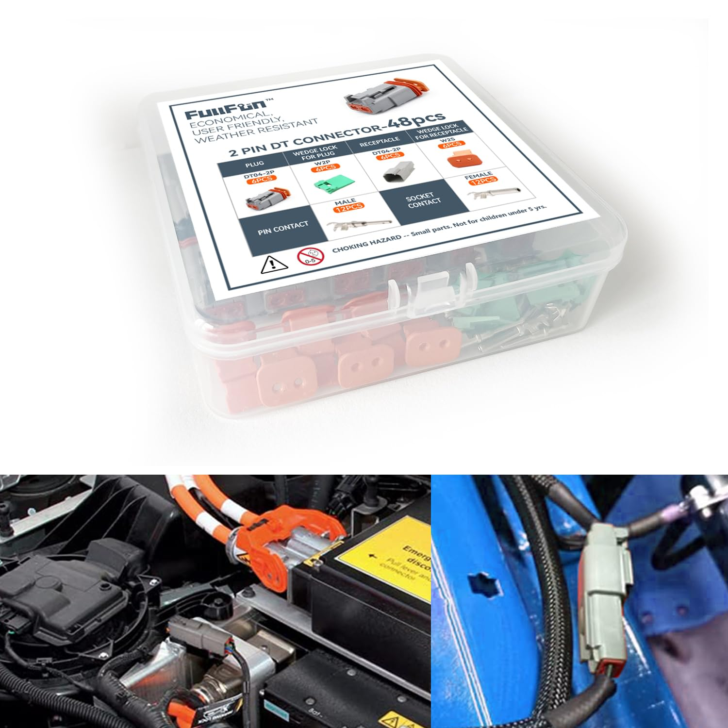 48PCS DT Deutsch Connector Kit, 6 Kits 2 Pin DT Connectors with Solid Contacts, Waterproof Automotive Electrical Connectors Assortment for Automotive Repair image number 2