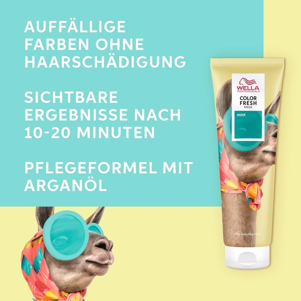 Wella Professionals Color Fresh Mask Mint - Hair Treatment for Visible Transformation of Hair Colour - Nourishing Tint with Avocado Oil - for Lightened and Light Hair - 150 Ml