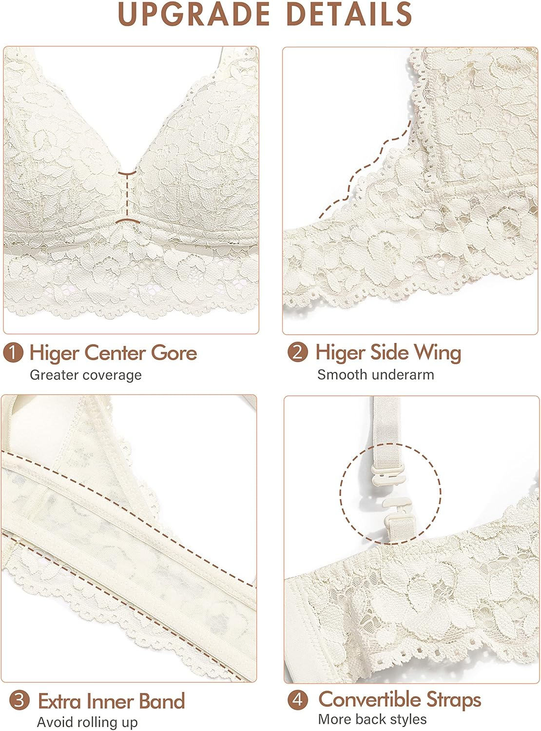 MOMANDA Women'S Lace Nursing Bra Wirefree Padded Breastfeeding Maternity Bralette Cute image number 4