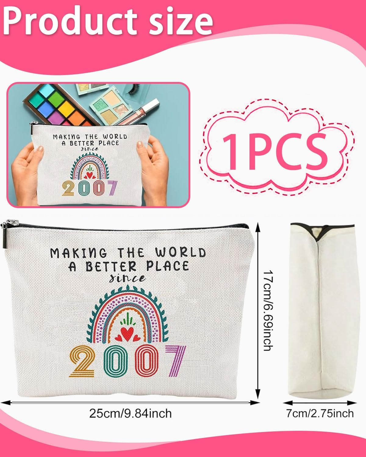 MOPZIJA 18Th Birthday Girl - Gift 18Th Birthday Girl Makeup Bag, Gifts for 18Th Birthday Girl, Gifts for 18 Year Old Girls, Gifts for 18Th Birthday Girl image number 2