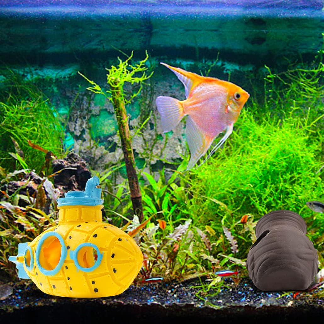 Aquarium Decoration Themed Ornaments - Ceramic Fish Tank Cave for Betta Cichlid - Accessories Landscaping Rock Cave Decoration Fish Shrimp Hiding (Vase) image number 3