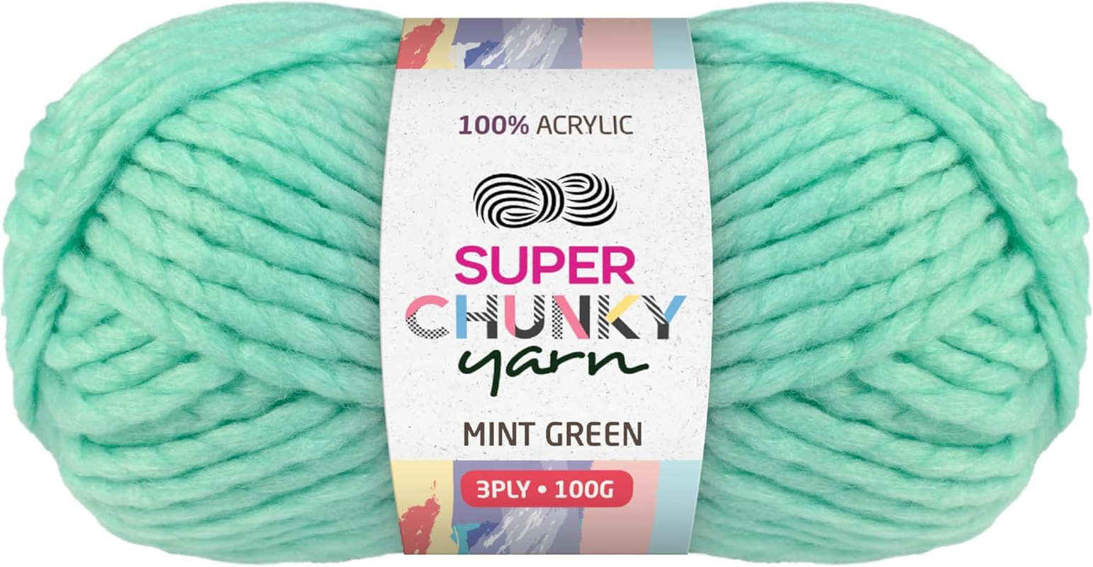 Super Chunky 3-Ply Knitting Wool Yarn 100 G, Medium Green image number 1