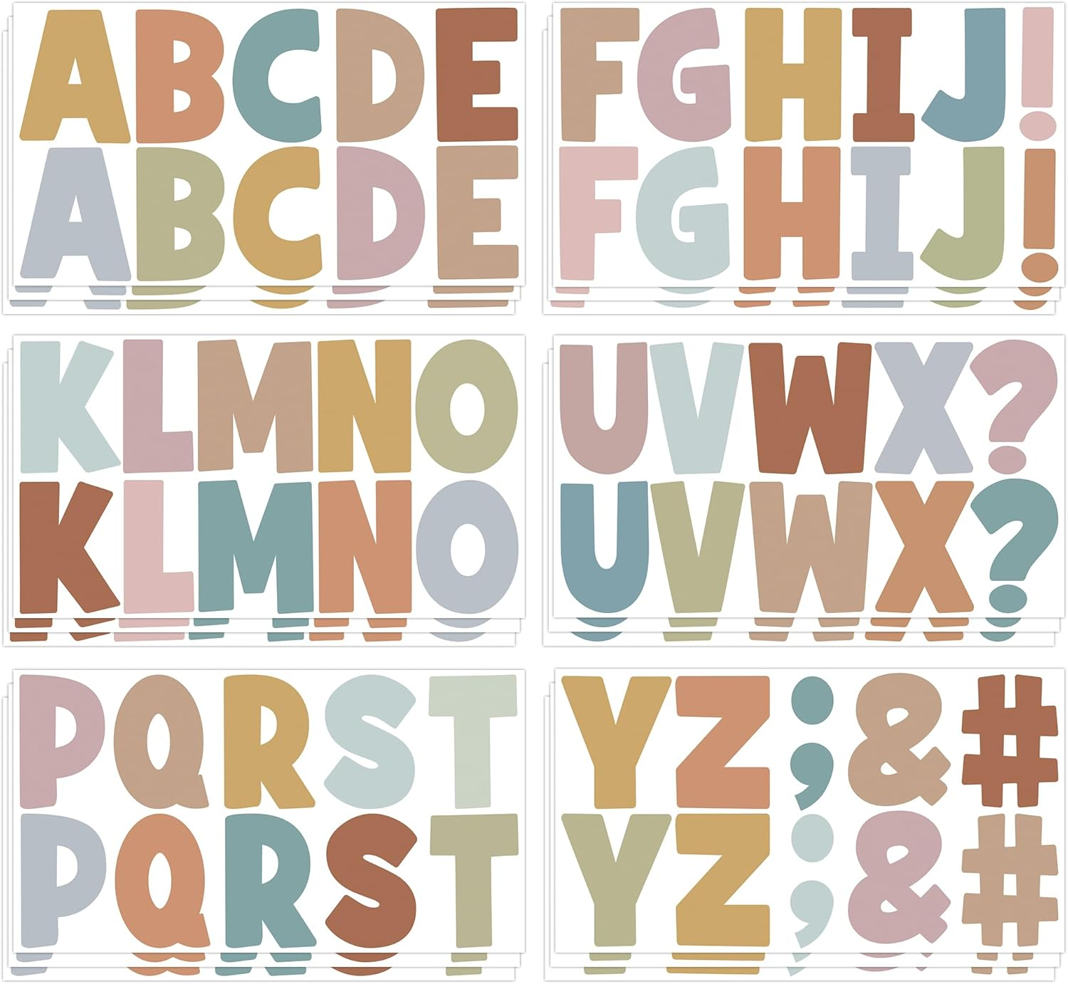 Letter Stickers Bulletin Board Letters 2.5Inch,186 Pcs Large Alphabet ABC Sticker for Classroom Wall Decor,Vinyl Self Adhesive Letters Stickers for Bulletin Board Mailbox Poster Home Window(Boho)