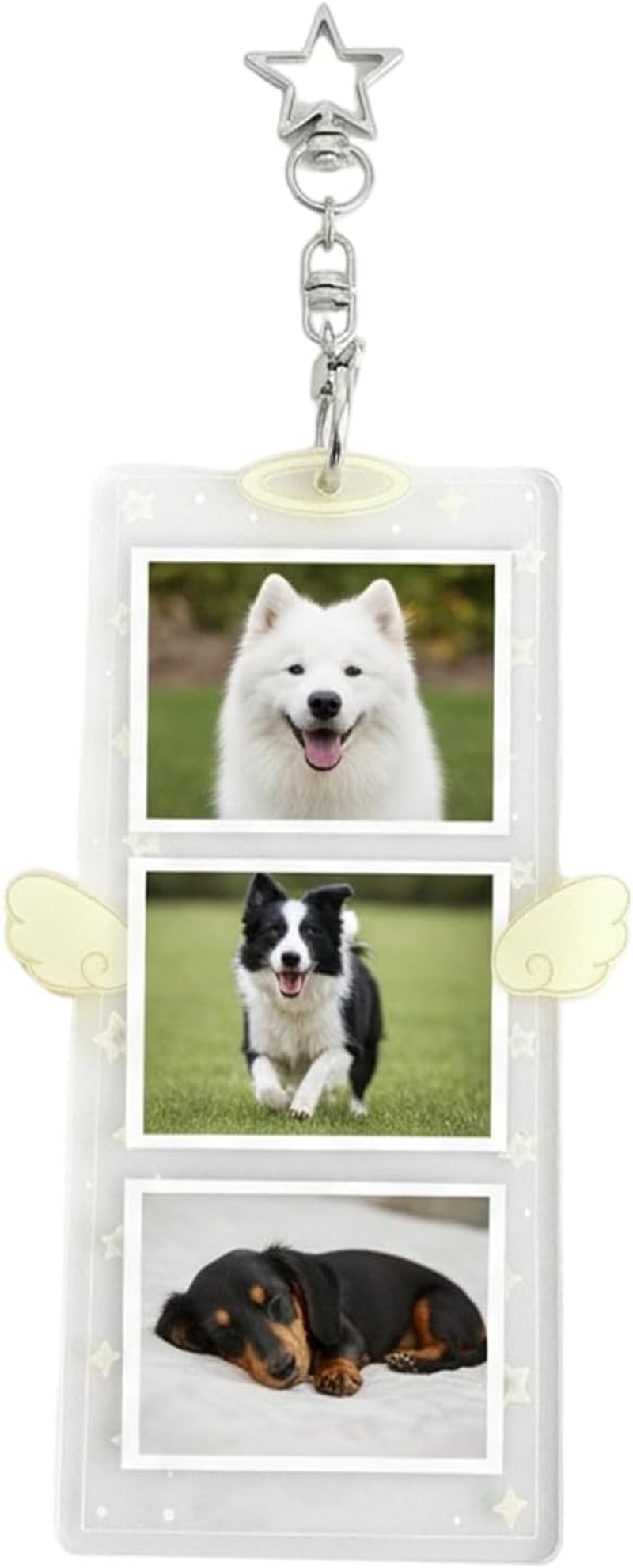 Picture Keychain,17X9Cm Cute Acrylic 4-Compartment,Cartoon Wing Keychain Picture Holder | for Women Men Kids Friends Valentines Day Birthday Holiday Party Favors Bag Purse - Purple image number 4