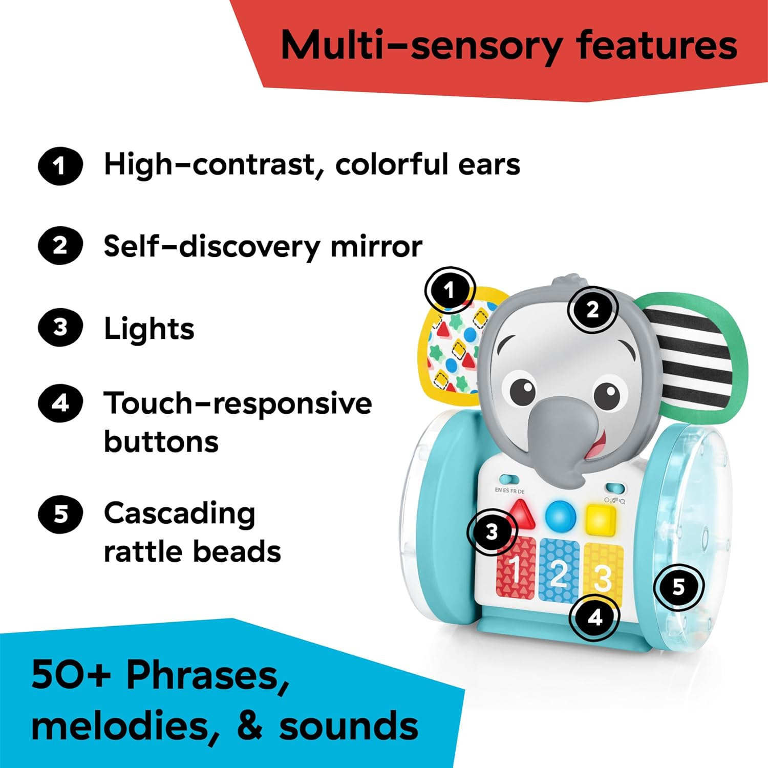 Baby Einstein Chase & Tap Earl Crawling Baby Toy, with Mirror and Music, Ages 6 Months and Up image number 4