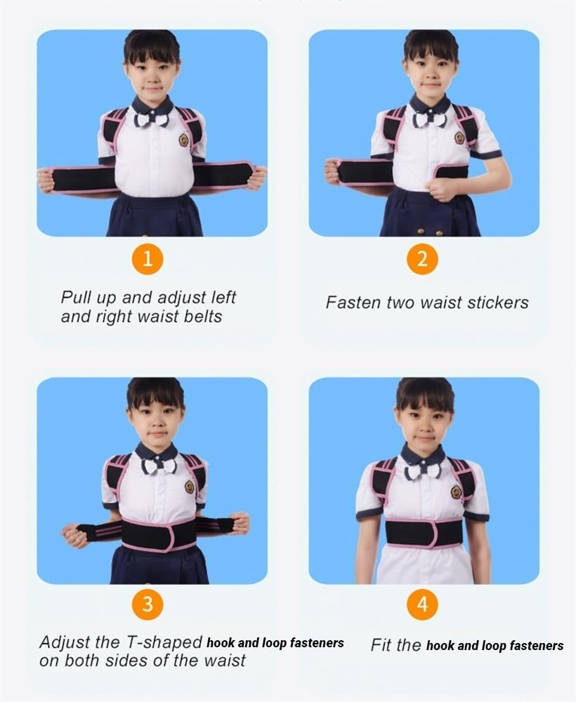 Children Posture Corrector Adjustable Back Brace Kid Boy Girl Orthopedic Corset Hunchback Correction Belt Spine Back Shoulder Support Lumbar Brace (Color : Blue, Size : Medium) image number 7