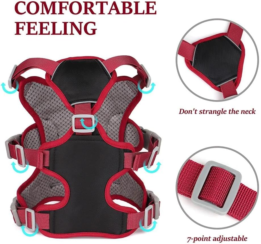 Outdoor Waterproof Dog Harness Breathable Mesh Padded Dog Harness Reflective Durable Nylon Dog Harness Vest Adjustable Dog Harness,B,S image number 3