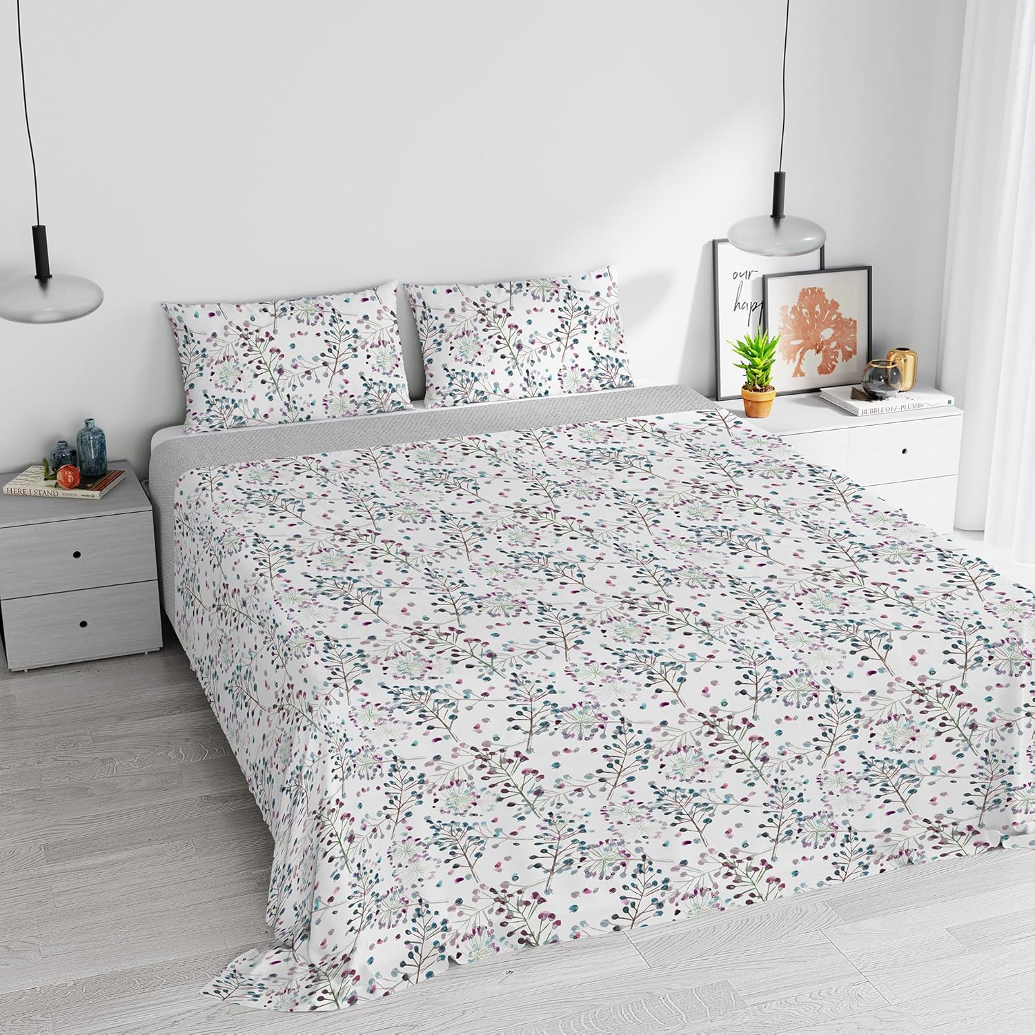 Watercolor Duvet Cover Set Cotton 06 Double - 1 image number 7