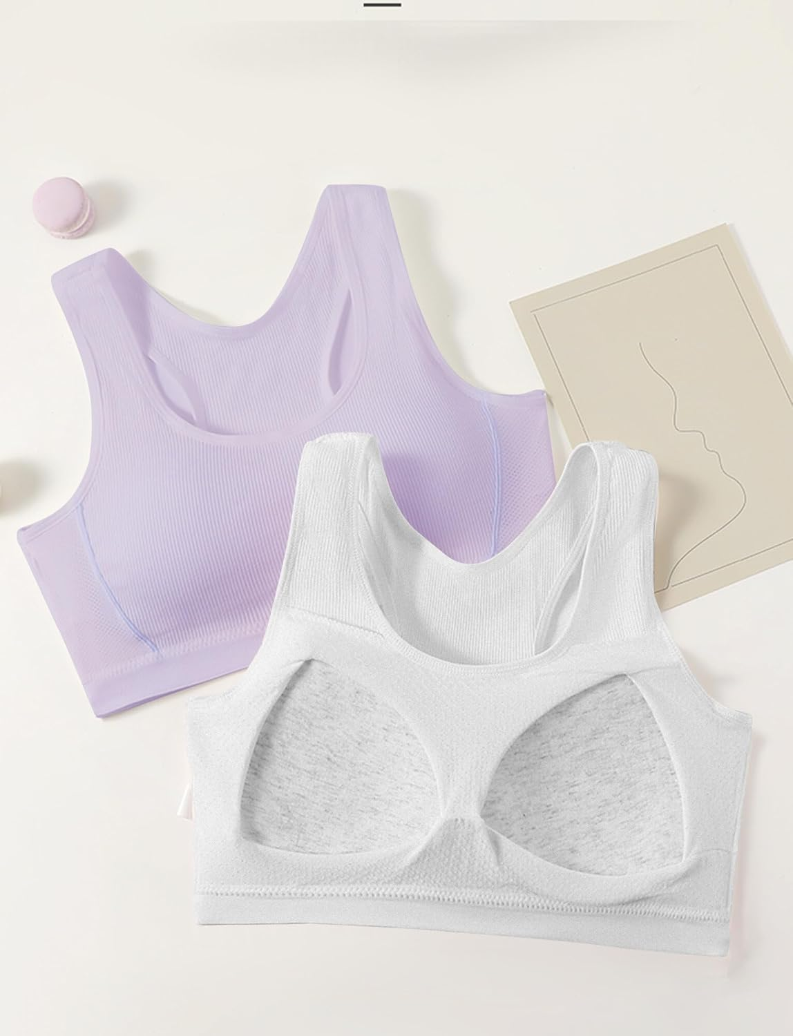 KEOYA Teen Girls Training Bra Kids Lightly Padded Beginner Bra Cotton Wireless Everyday Bra image number 4