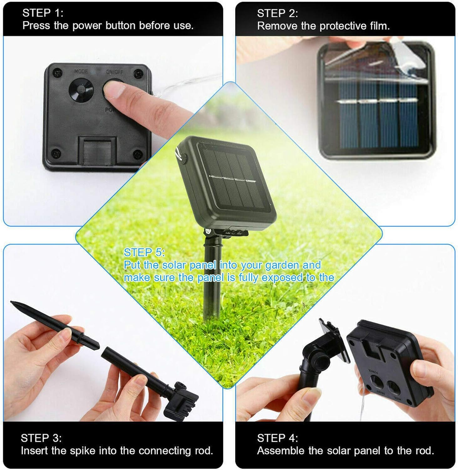 Fairy Lights Outdoor - Solar Panel String Light Copper Wire 8 Modes Fairy Light Outdoor Garden Party Decor (10M 100 Lights, Green) image number 3