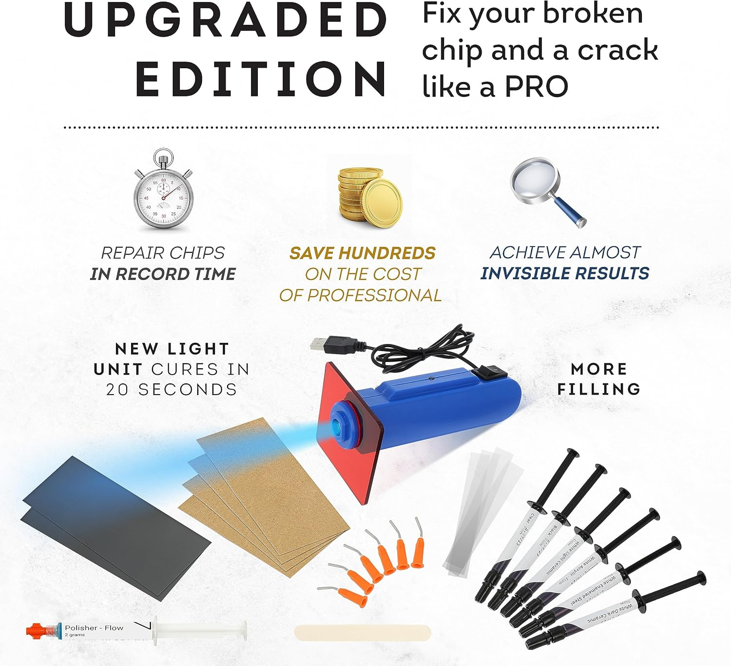 Granite, Marble & Stone Repair Kit - Fix Chips & Defects in Minutes Restore Tiles & Countertops with Ease for Quartz Corian Marble or Stone Flawless Results Every Time Repair up to 20 Chips image number 3