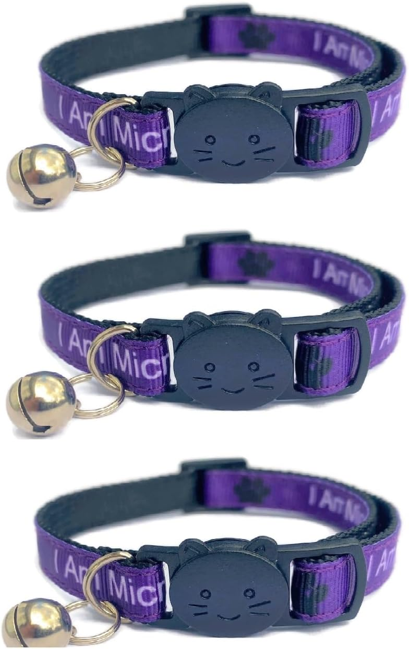 Worded Cat Collars &ndash; Please Do Not Feed Me/I Am Microchipped | Safe Quick Release Breakaway Buckle | Zacal Cat Collars - Pink, I Have a Loving Home (Pack of 3)