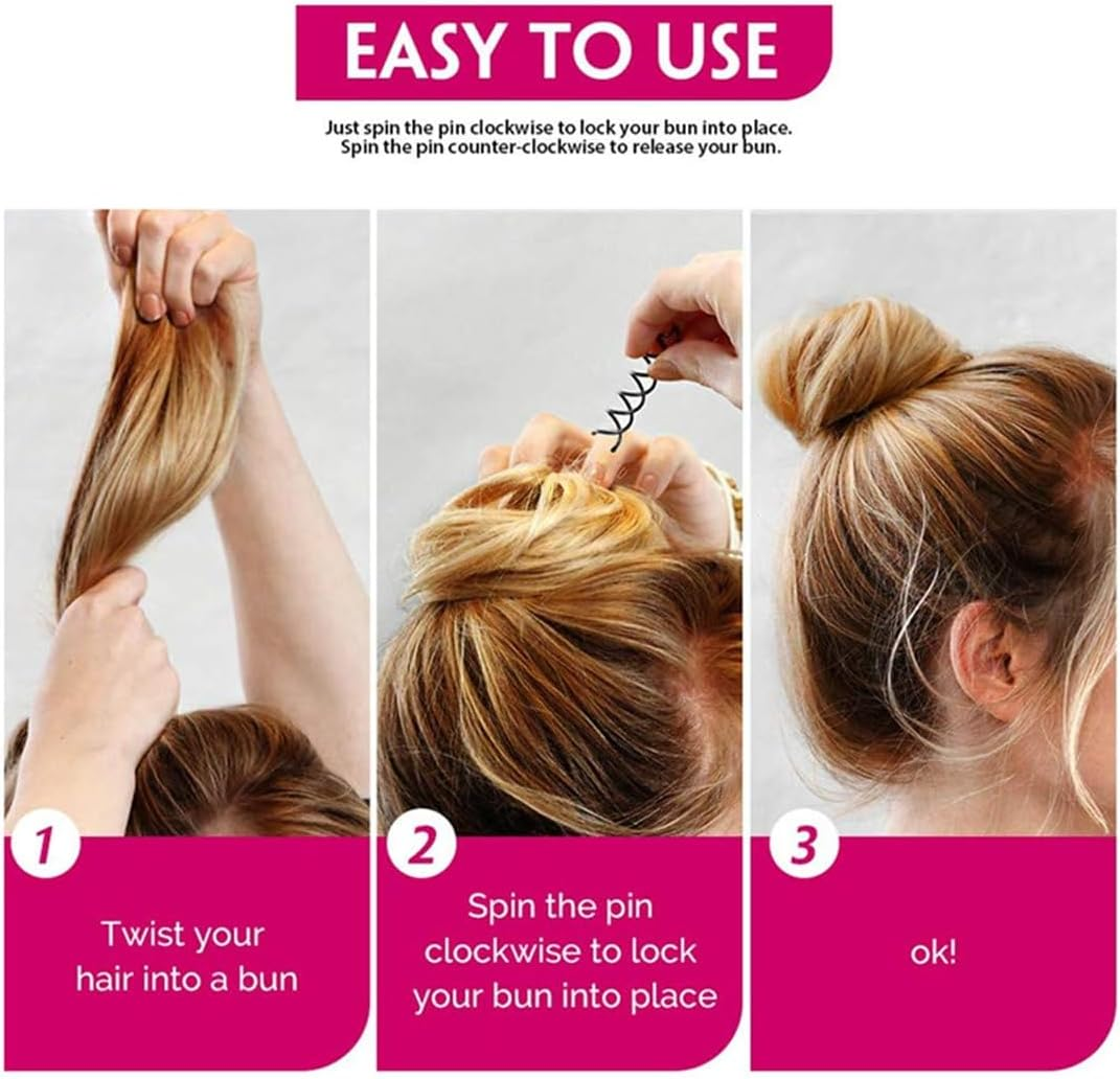 MUNZE Pack of 20 Spiral Hair Clips, Spiral Hair Pins, Hair Accessories, Rotating DIY Hair Pins, Hair Clips for Hair Styling, Suitable for Various Hairstyles (Black), Hair Fork. image number 4