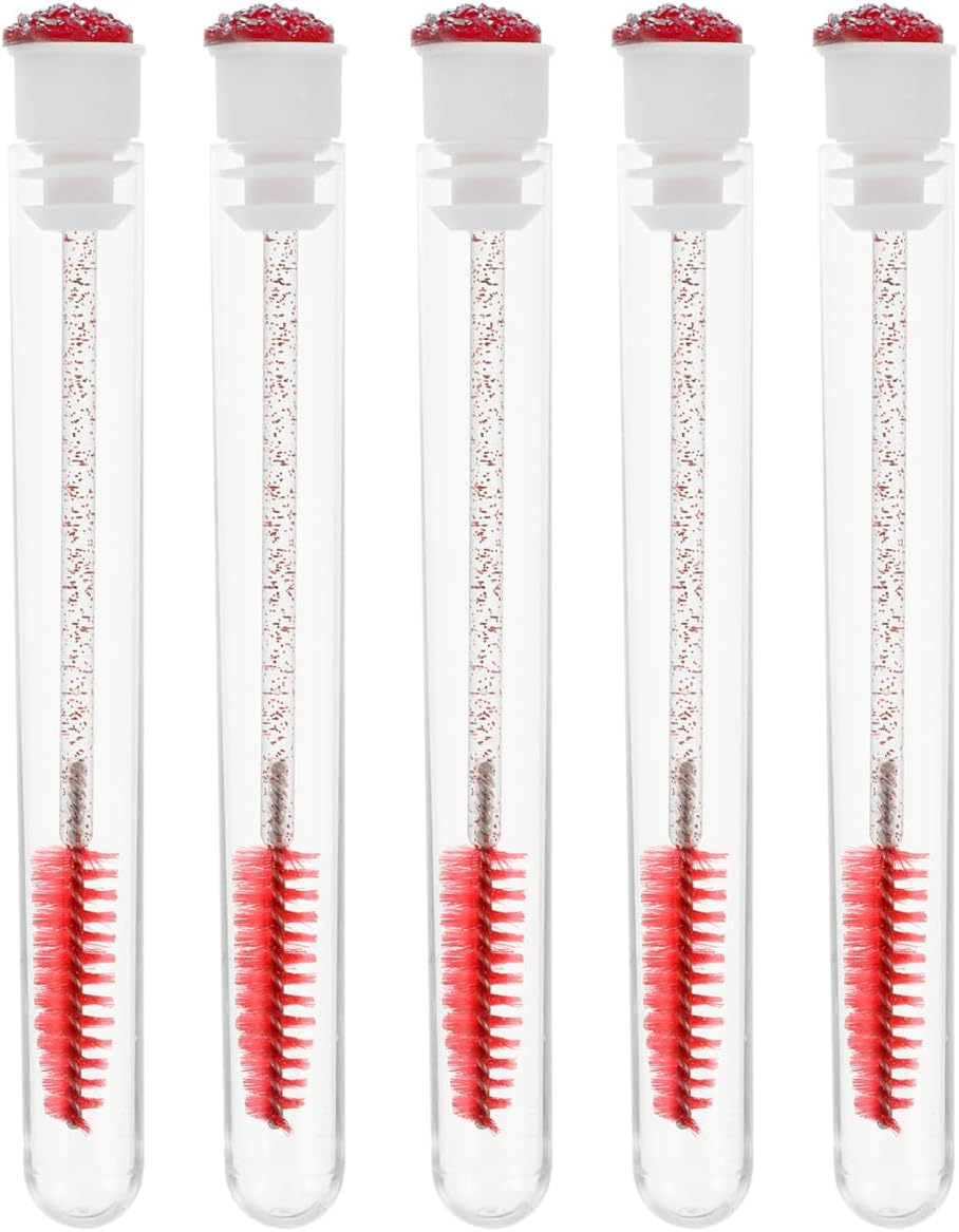 FRCOLOR 10Pcs Eyelash Comb and Eyebrow Brush Tube Set Navy Portable Lash Brow Applicators for Makeup and Eyelash Extension Application