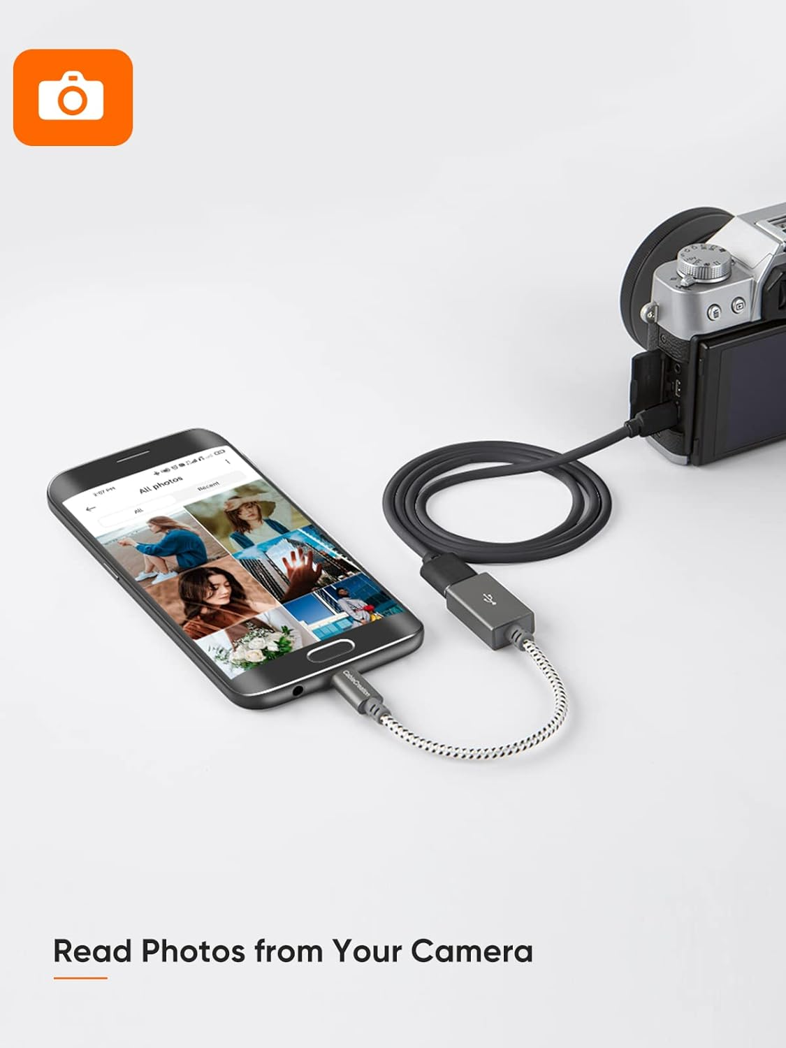 Cablecreation Micro USB 2.0 OTG Cable Braided on the Go Adapter Micro USB Male to USB Female Compatible with Samsung S7, Flash Drive, Mouse, Keyboard, Game Controller, Aluminum Space Gray image number 6