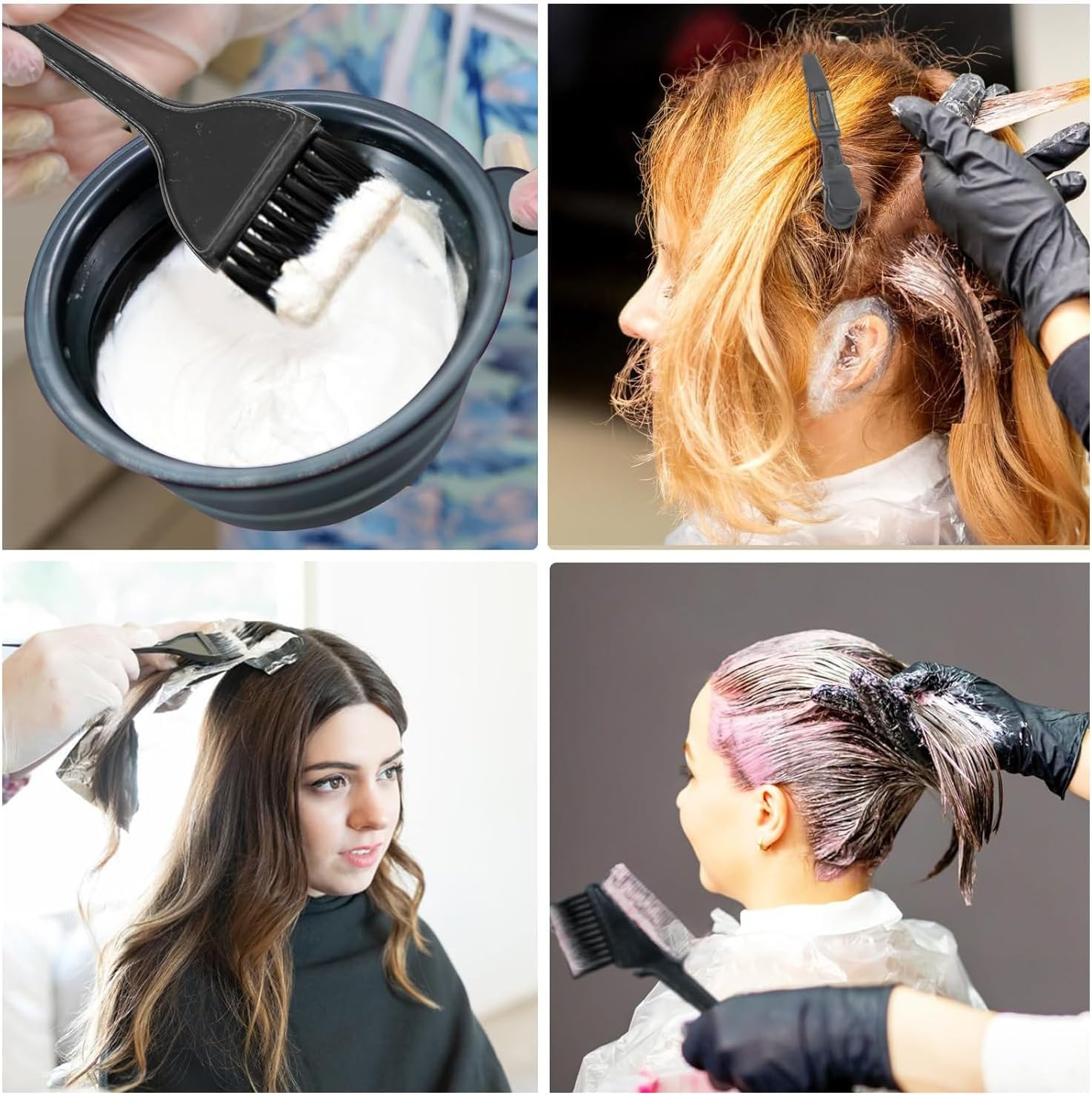 Shengsenfu Hair Dye Color Brush and Bowl Set Hair Color Brush Mixing Bowl Kit, Perfect Tools for Dying Coloring, Applicator Dye & Comb, Mixing Bowl Tint Tool Earmuffs Salon Hair Clips