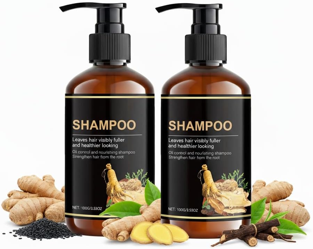 Oil Control Nourishing Shampoo with Ginseng Root & Polygonum Multiflorum Extract, Thick Foam, Mild Formulated, Strengthens Hair from Root, Improves Hair Volume & Health, Suitable for All Types (3PCS)