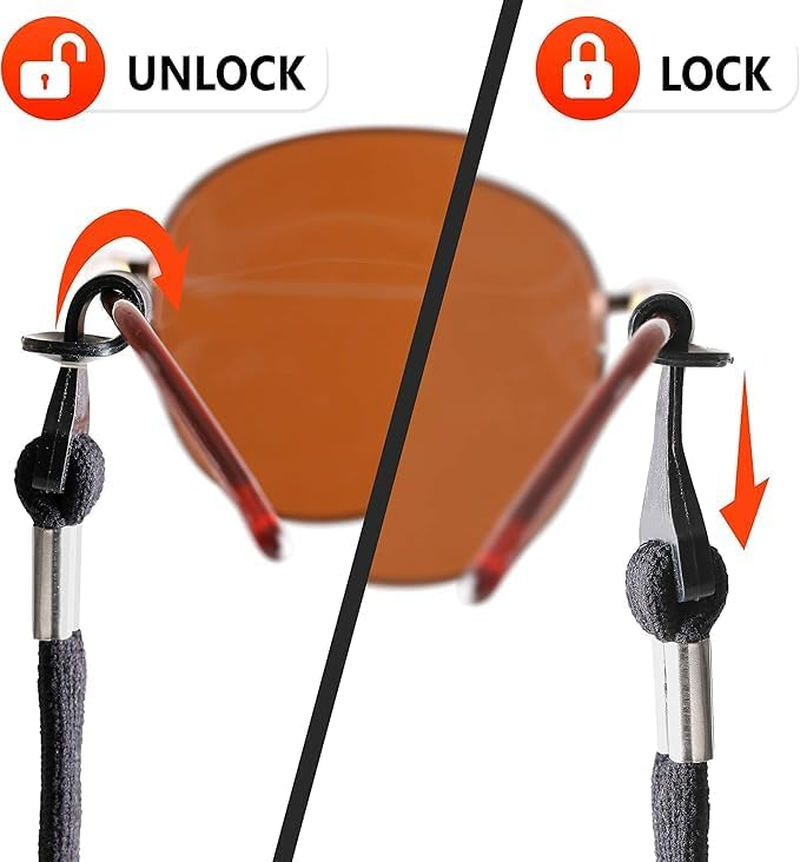 4 PCS Glasses Strap Eyewear Retainer Strap Anti-Slip Elastic Sports Sunglasses Eyeglasses Holder Straps Black Glasses Neck Lanyard Cord. Adjustable Eyeglasses Retainer for Adults Men - Multicolor image number 3