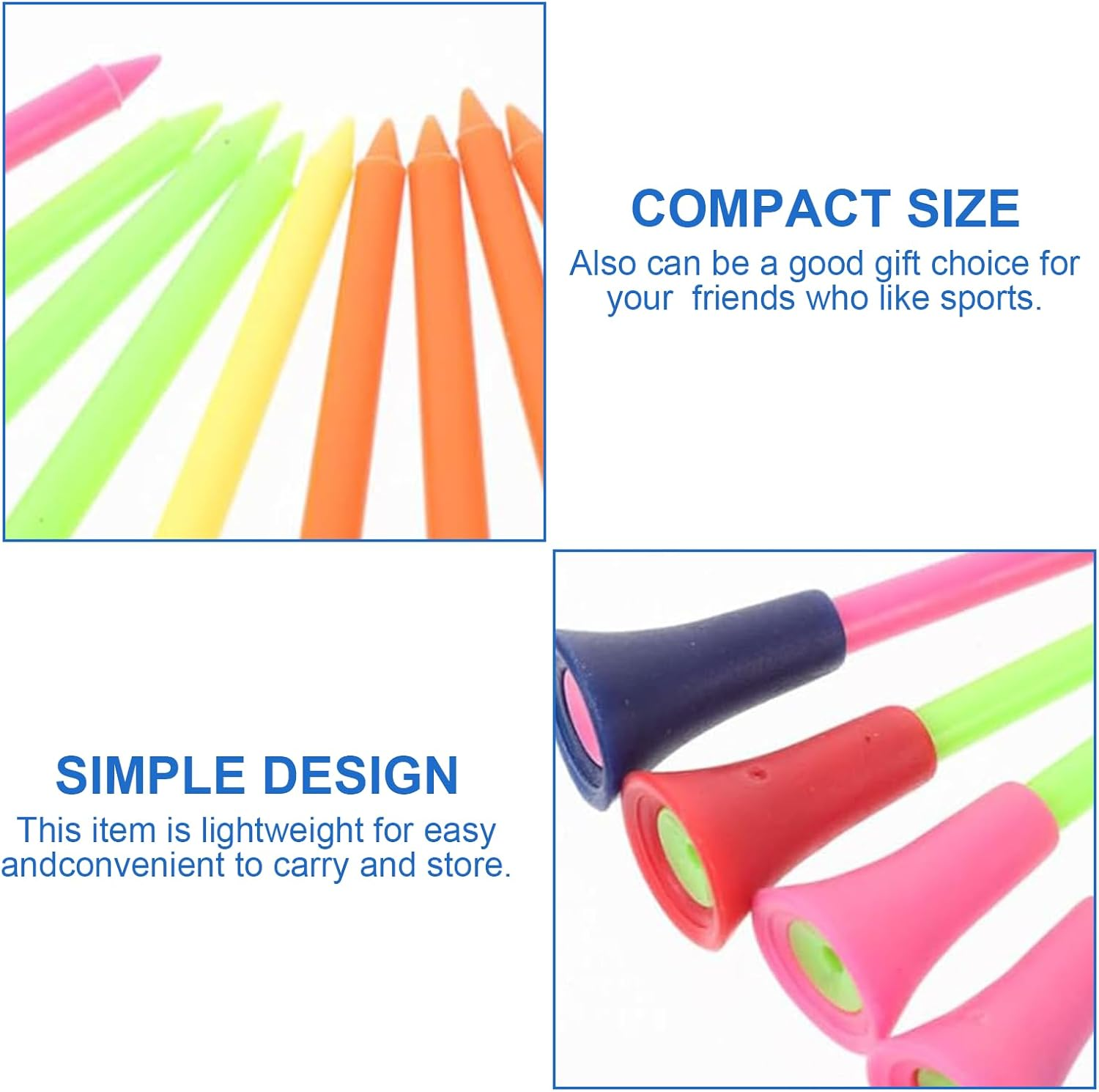 50-Pack Rubber Cushion Top Golf Tees Unbreakable Plastic Golf Tees in Mixed Colors Durable Golf Training Accessories for Men & Women Golfers image number 4