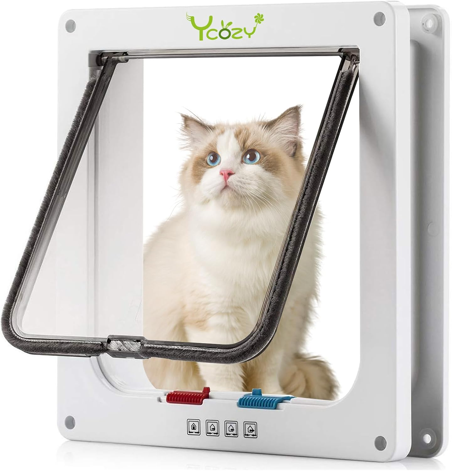 Ycozy XL Cat Doors Outer Size 11" X 9.8" 4-Way Locking Indoor Pet Door for Interior Exterior Door Wall Window, Weatherproof Cat Flap for Kittens & Dogs Easily Install image number 3