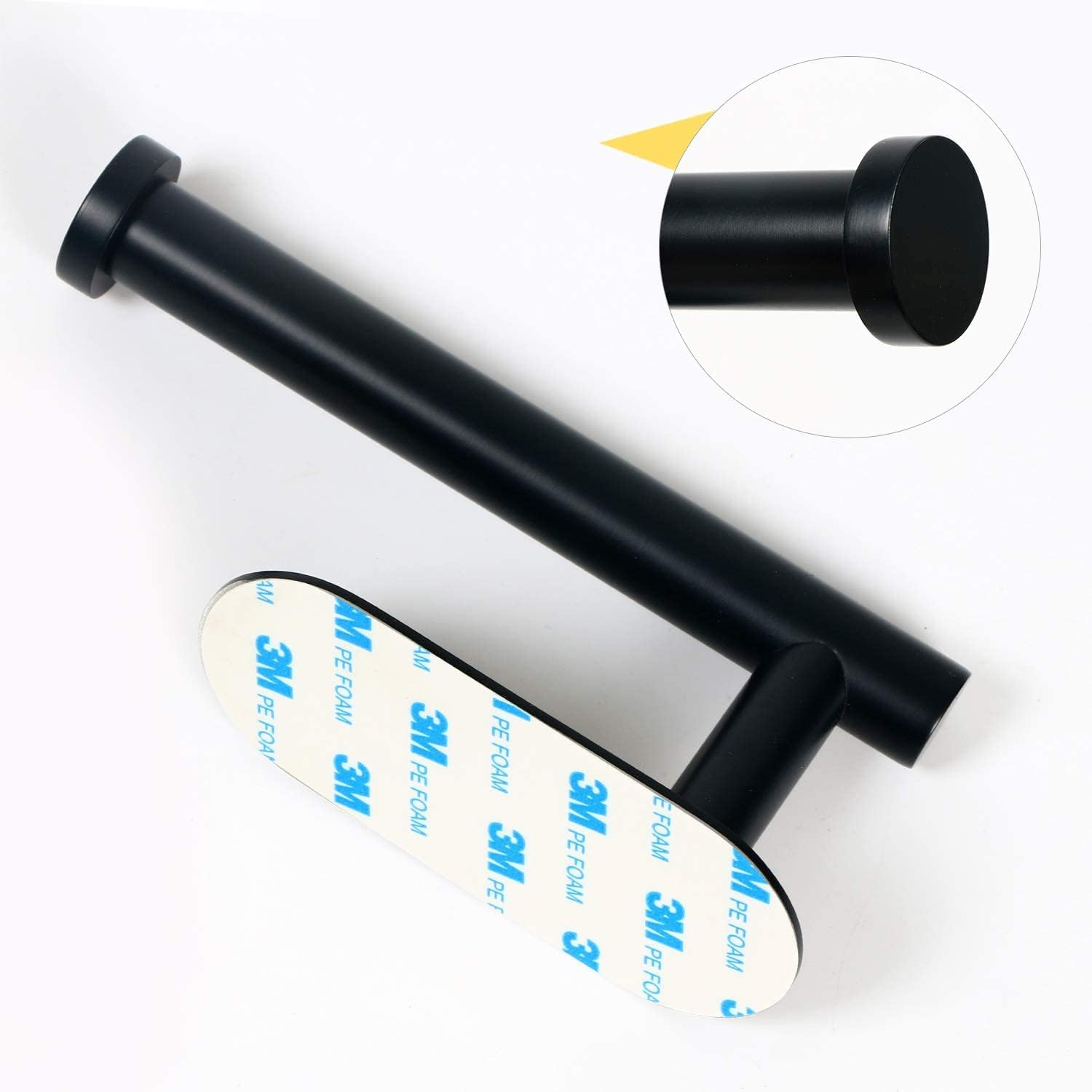 Self Adhesive Toilet Paper Roll Holder,Toilet Paper Holder for Bathroom Washroom Kitchen Stick on Wall Mount Matt Black 2 Pack - Black-2Pcs image number 4