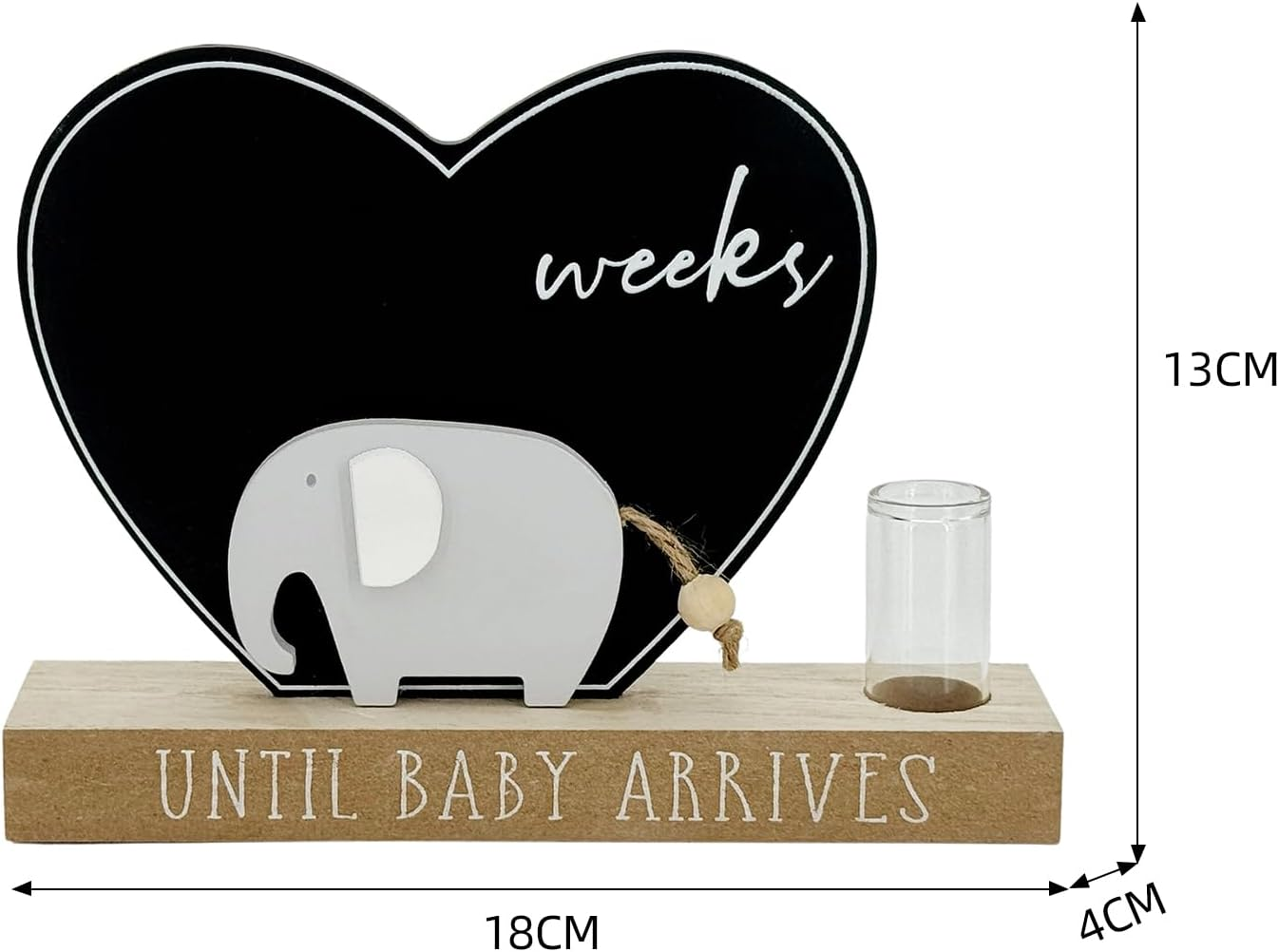Pregnancy Baby Countdown Decor with Elephant & Chalkboard - Wooden Pregnancy Gifts, Pregnant Nursery Gift with Oil Diffuser image number 1