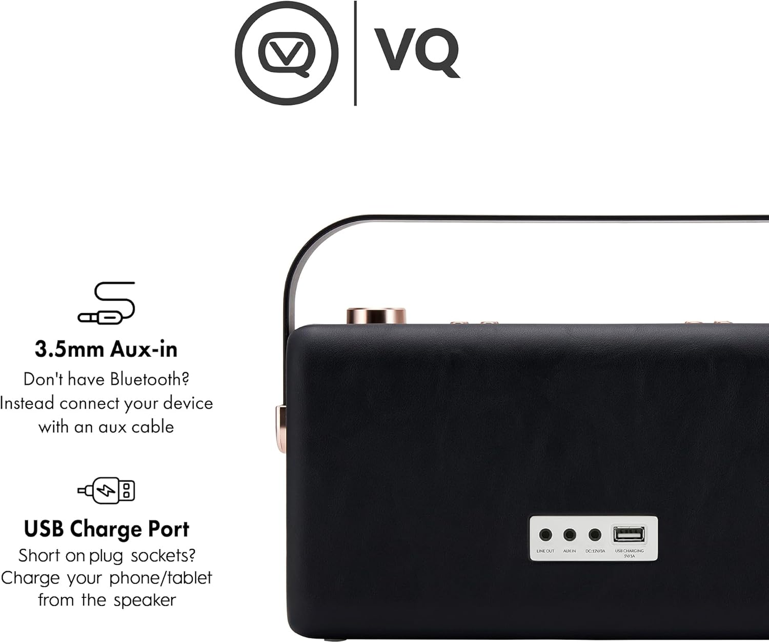 Hepburn Voice Smart Portable Bluetooth Speaker with Amazon Alexa Voice Control - VQ 20W Wireless Speaker with 8-Hour Playtime, Aux - Black and Copper image number 1