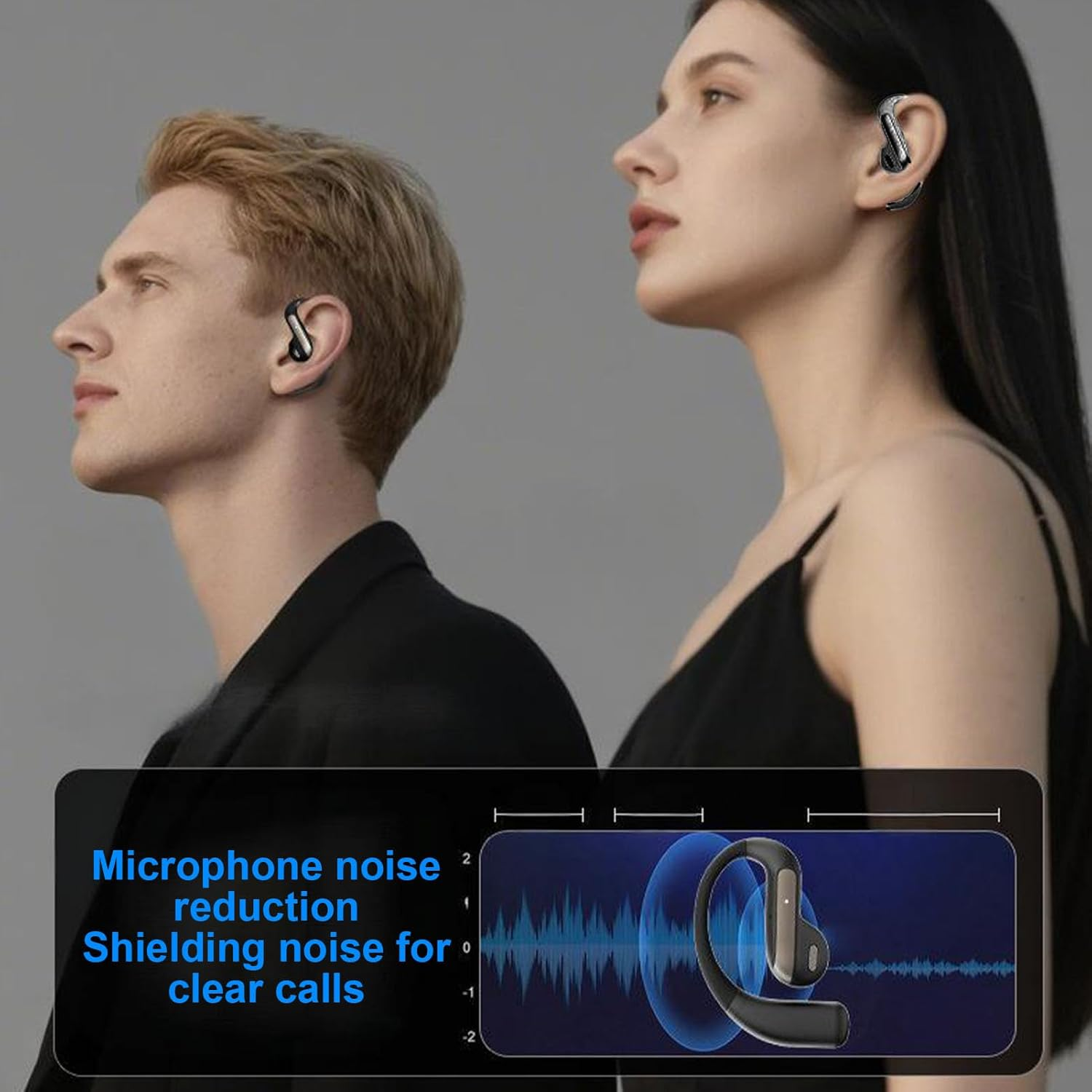 Annadue Wireless Earbuds, 5.4 Headphones with ENC Noise Cancelling Microphone, 5G Ultralight, IMAX Surround Sound, Double Physical Sound Leak Safety. (Black) image number 3