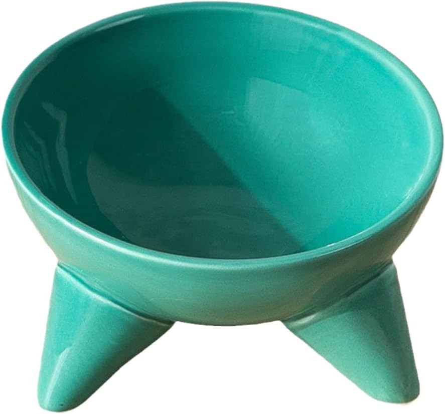 Pet Ceramic High Bowl Slanting Mouth Cat Bowl anti Black Chin Cat Food Bowl Cat Drinking Bowl anti Spill Dog Bowl Supplies-Mint Green image number 4