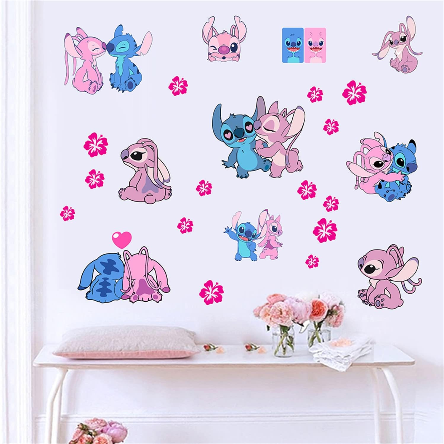 Lilo & Stitch Wall Stickers Cartoon Wall Decals Excellent Vinyl Wall Decor for Girls Room Living Room (Size 17.7 X 23.7 Inch) image number 2
