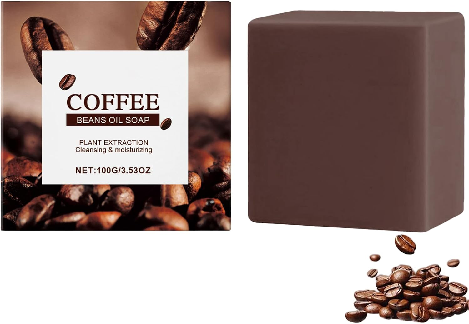 Coffee Soap Bar, Handmade Soap Bar for Bathing and Washing, Natural Vegan Exfoliating Soaps with Coffee and Coconut Oil, Face and Body Bars for All Skin Types, 100G (1Pcs)