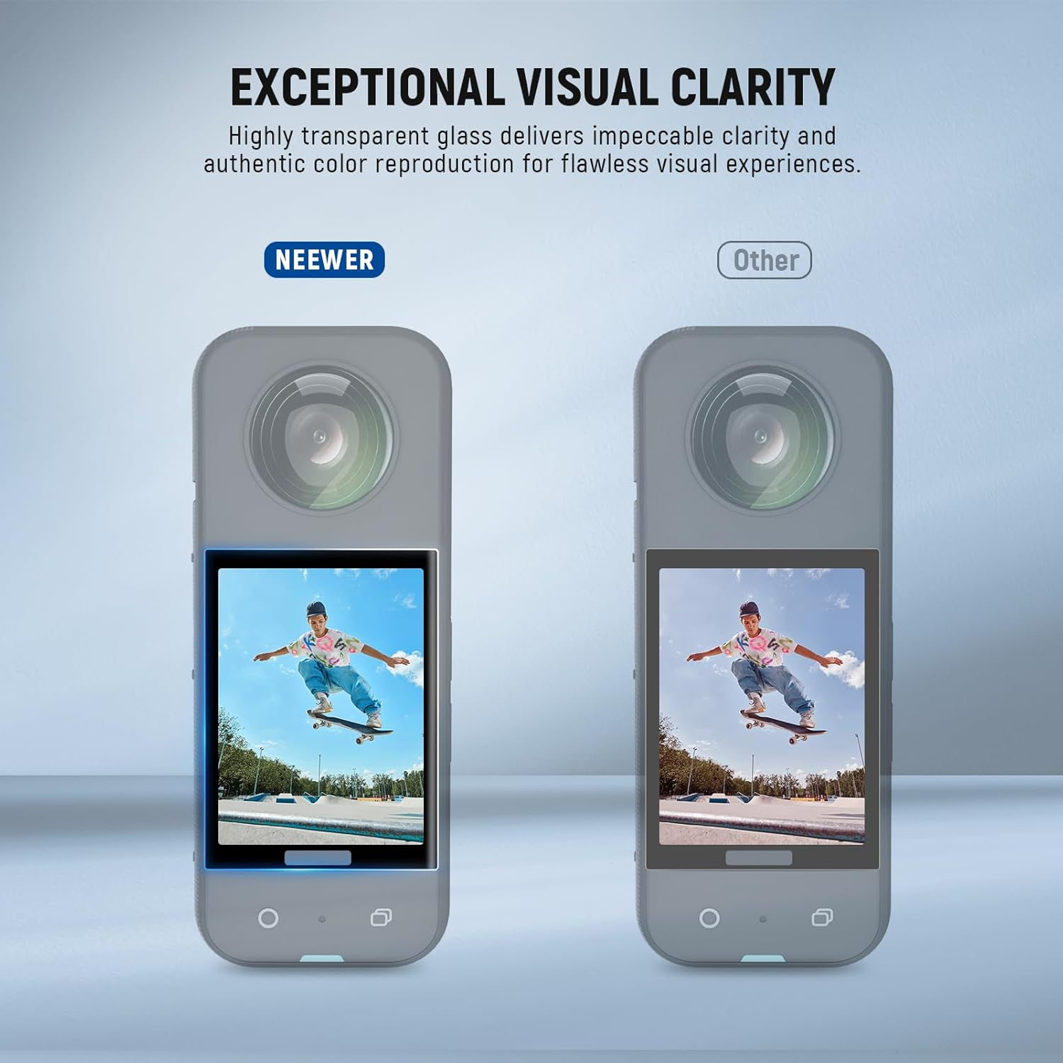 NEEWER Lens Protector Set Compatible with Insta360 X5 Action Camera (2 Pack), 9H Tempered Glass Lens Guards Accessories with Screen Protector, Cleaning Cloth & Case, Remove before Shooting, LPC03 image number 1