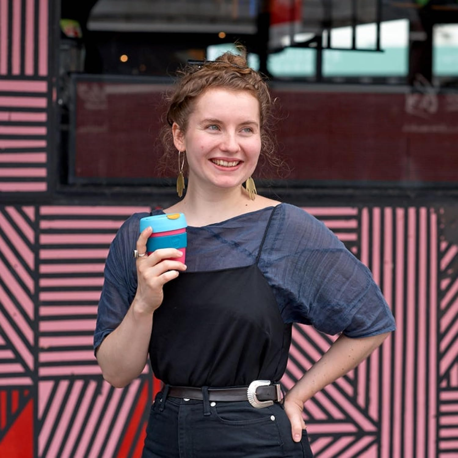 Keepcup Original, Lightweight Plastic Reusable Coffee Cup with Splashproof Sipper Lid - 8Oz/227Ml - Black image number 6