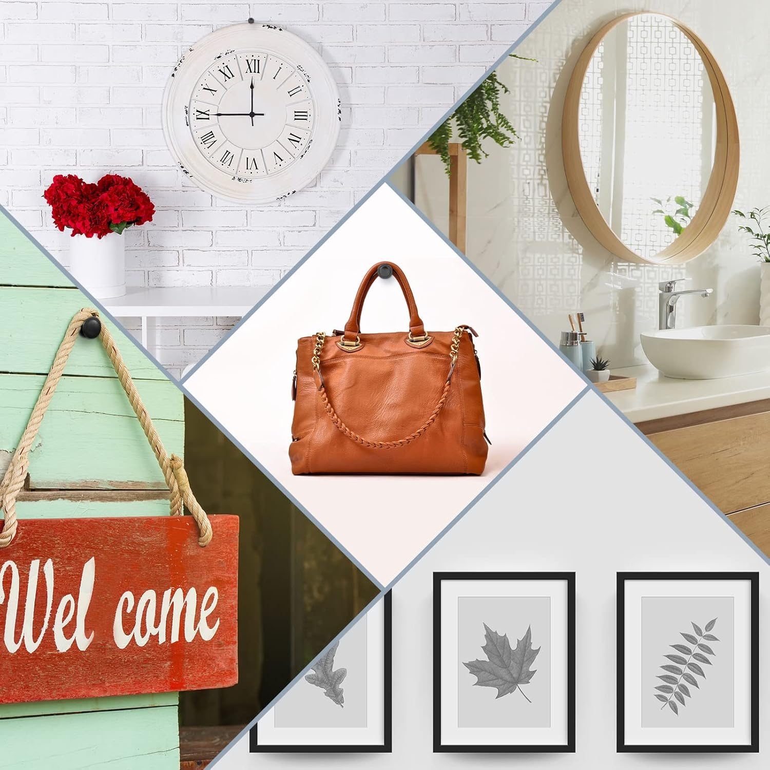 Ferraycle 40 Piece Double Headed Picture Hangers Nails 4 Size Long Thumb Tacks for Wall Hanging Decorative Nails Push Pins Picture Hooks for Drywall Photo Decor, 10/20/ 30/ 50Lb(Black) image number 1