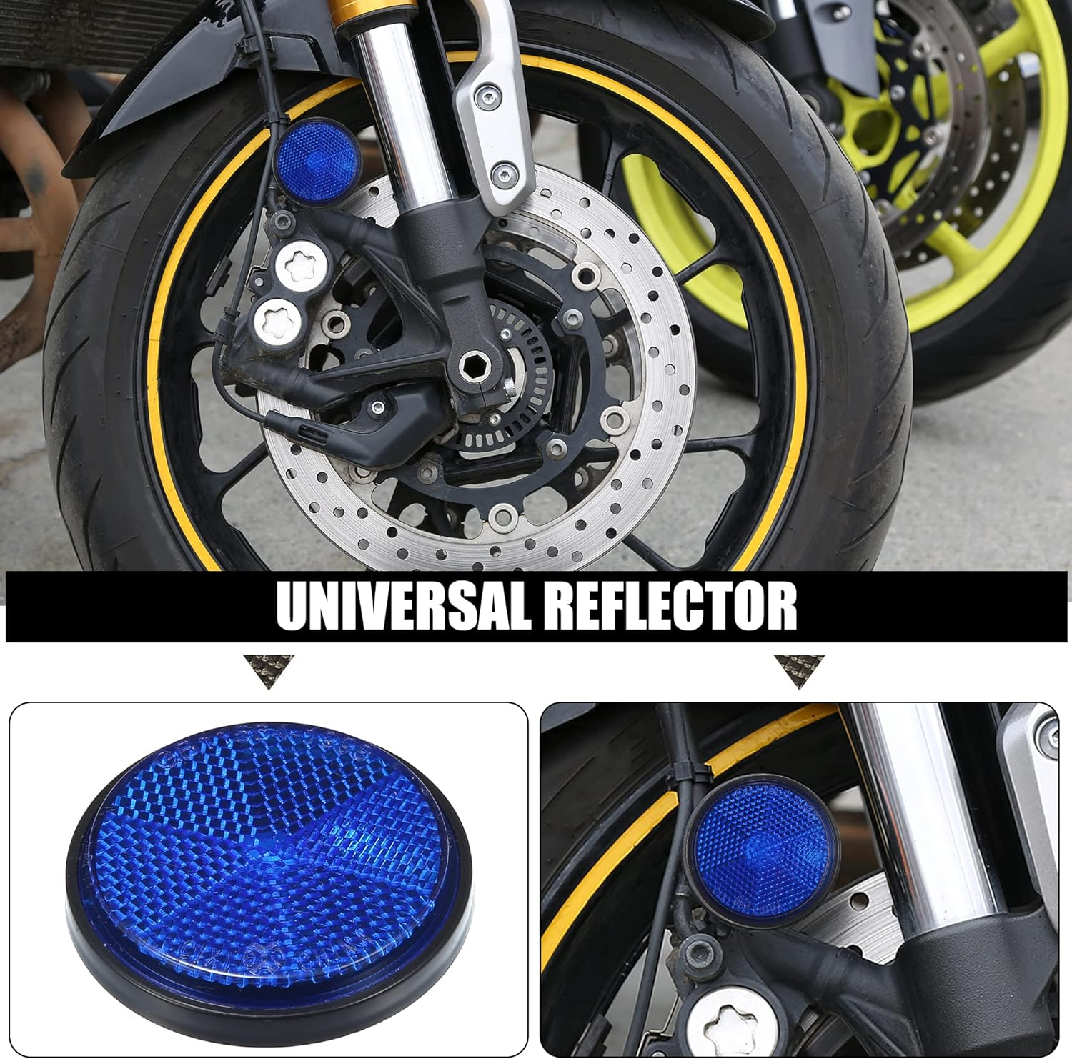 X AUTOHAUX 6 Pcs Universal round Shape Reflector for Motorcycle Garbage Cans Car Trailer Truck and Bike Blue image number 1