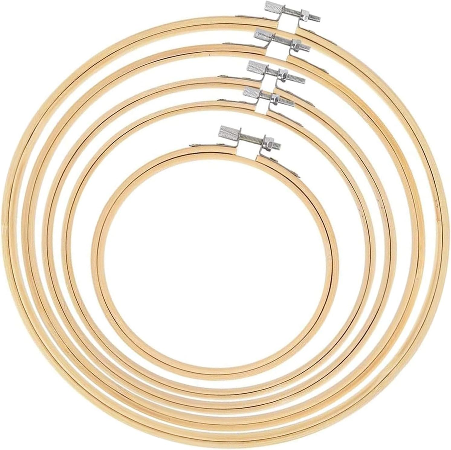 5PCS Embroidery Hoops,6/8/9/10/12 Inches,Round Wooden, Adjustable Cross Stitch Hoop,For Home Ornaments and Art Craft Handy Sewing image number 2